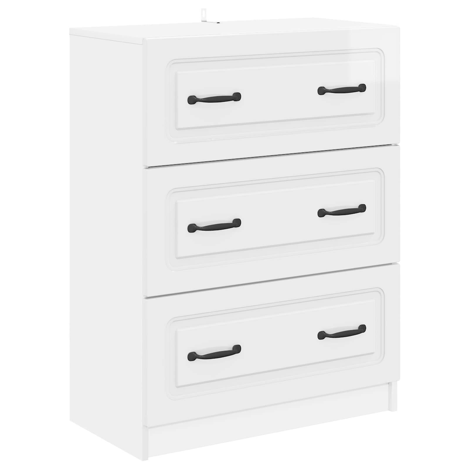 vidaXL Schubladenschrank Hochglanz Weiß 66 x 34,5 x 87 cm
