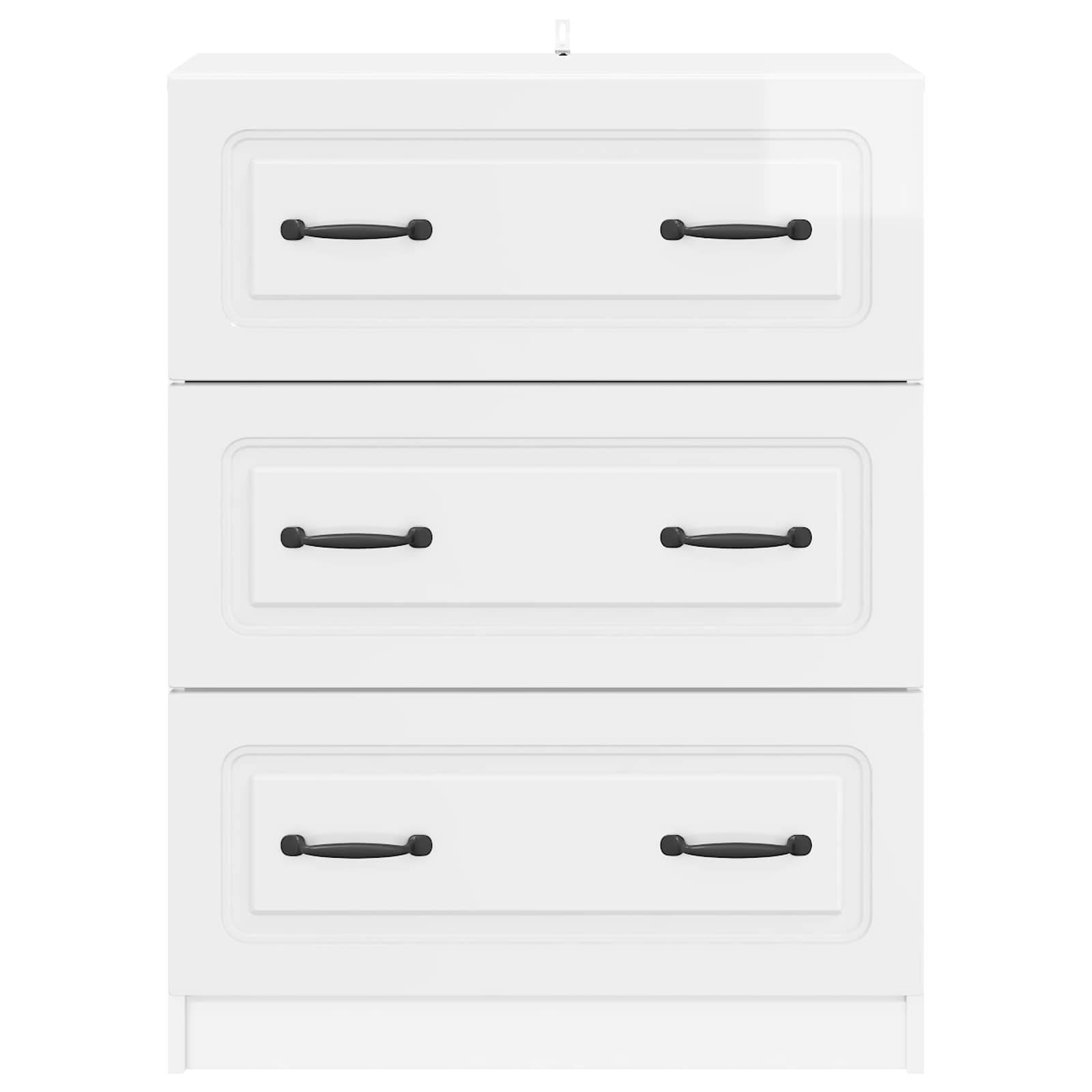 vidaXL Schubladenschrank Hochglanz Weiß 66 x 34,5 x 87 cm