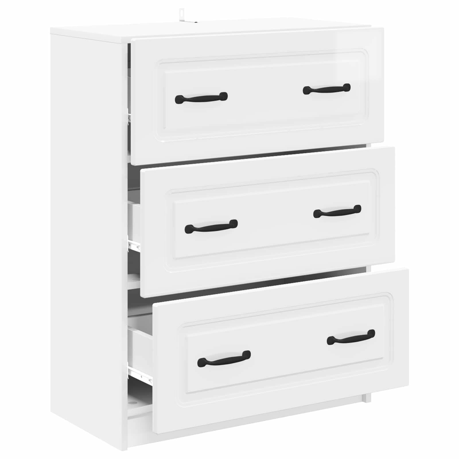 vidaXL Schubladenschrank Hochglanz Weiß 66 x 34,5 x 87 cm