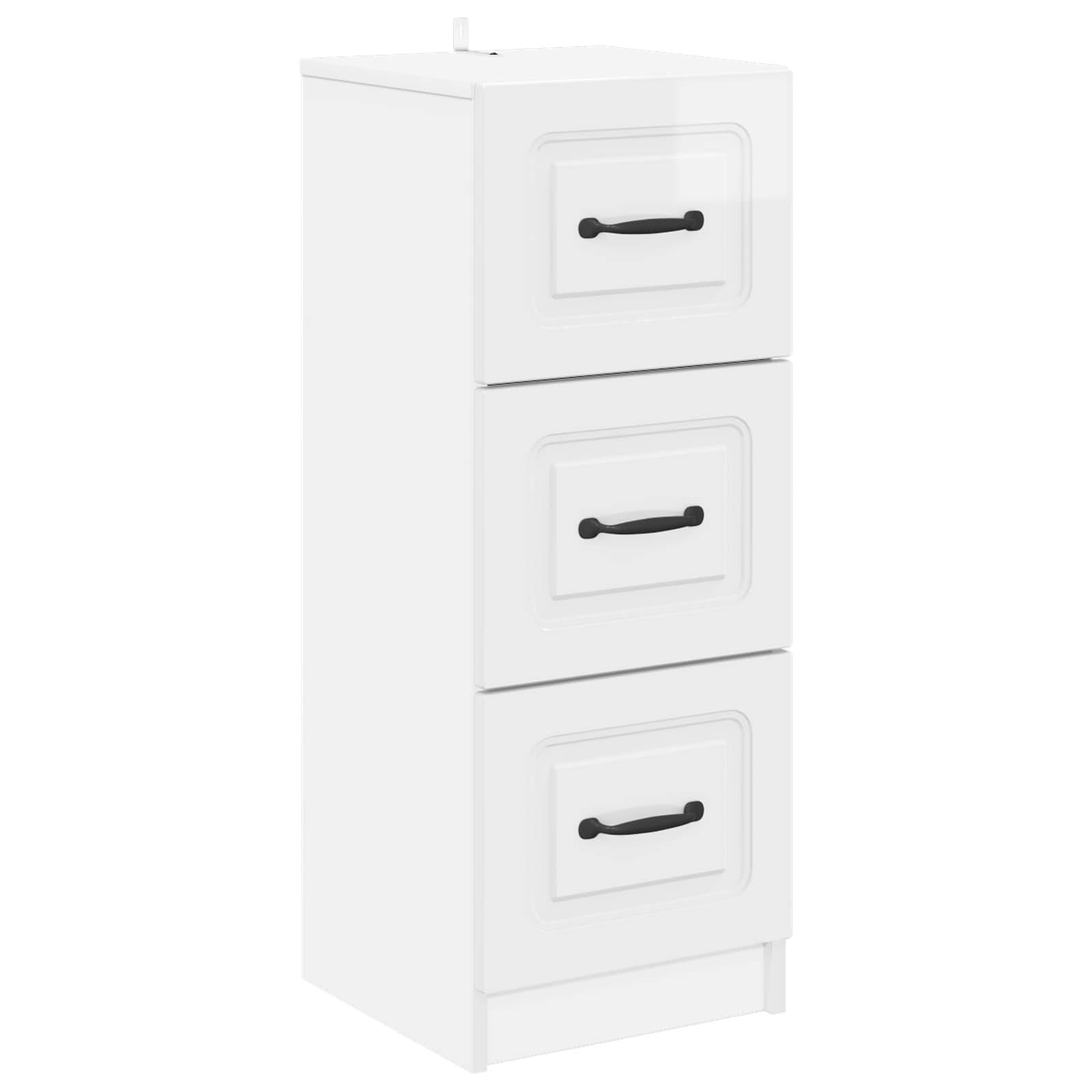 vidaXL Schubladenschrank Hochglanz Weiß 33 x 34,5 x 87 cm