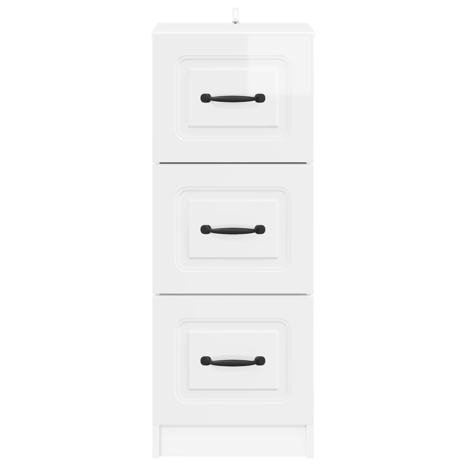 vidaXL Schubladenschrank Hochglanz Weiß 33 x 34,5 x 87 cm