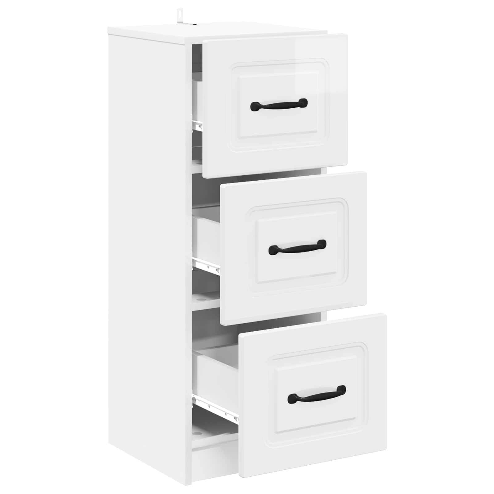 vidaXL Schubladenschrank Hochglanz Weiß 33 x 34,5 x 87 cm