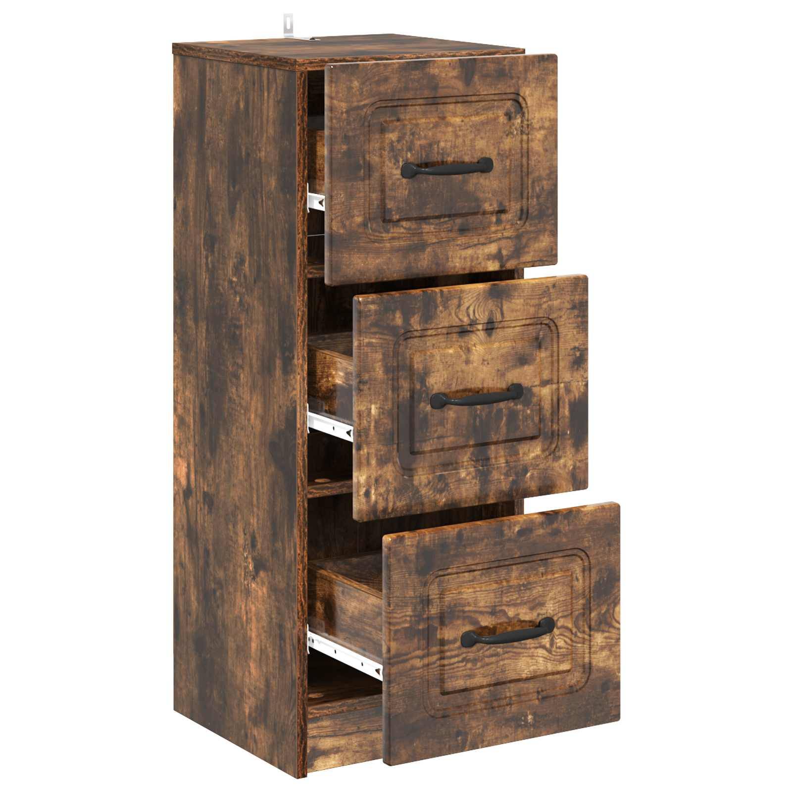 vidaXL Schubladenschrank Geräucherte Eiche 33 x 34,5 x 87 cm