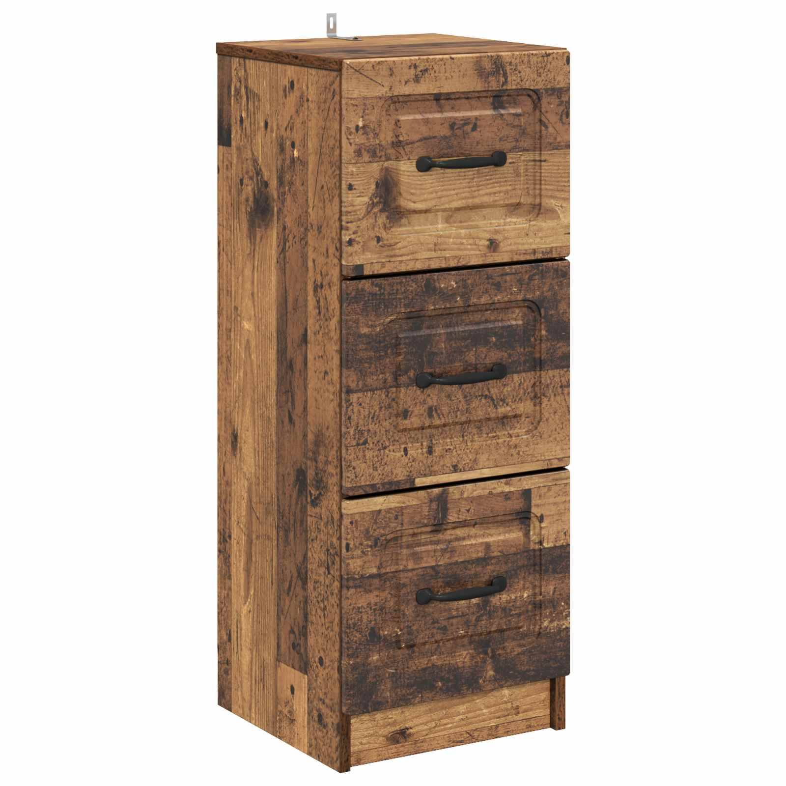 vidaXL Schubladenschrank Altholz 33 x 34,5 x 87 cm Holzwerkstoff