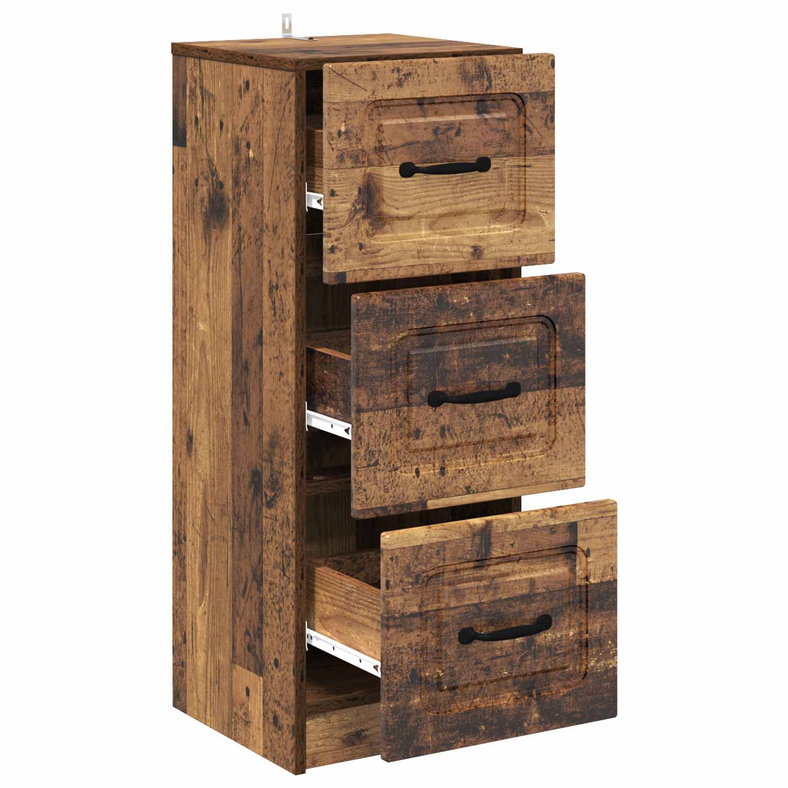 vidaXL Schubladenschrank Altholz 33 x 34,5 x 87 cm Holzwerkstoff