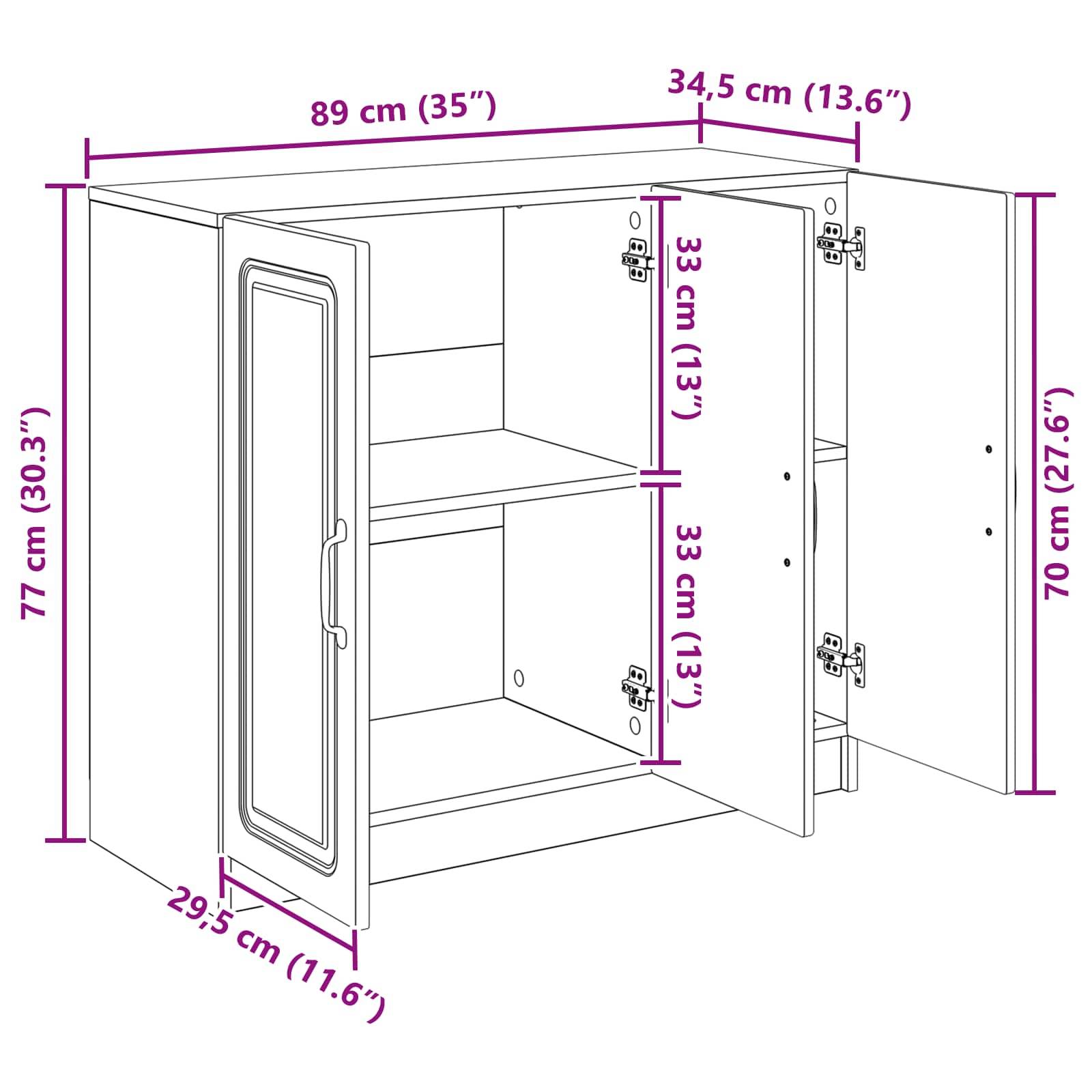 vidaXL Sideboard Weiß 89 x 34,5 x 77 cm Holzwerkstoff