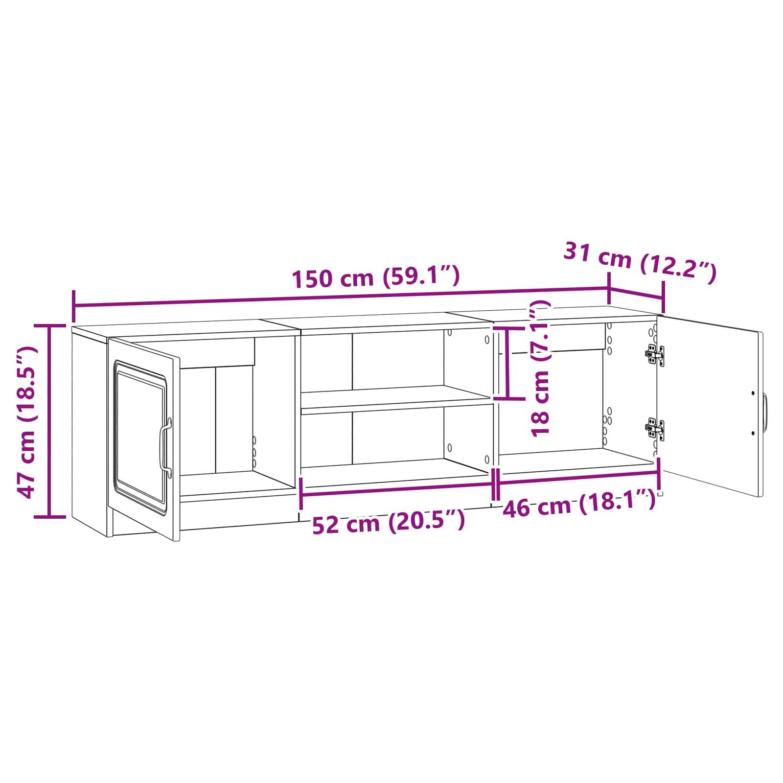 vidaXL TV-Schränk Schwarz 150 x 31 x 47 cm Holzwerkstoff