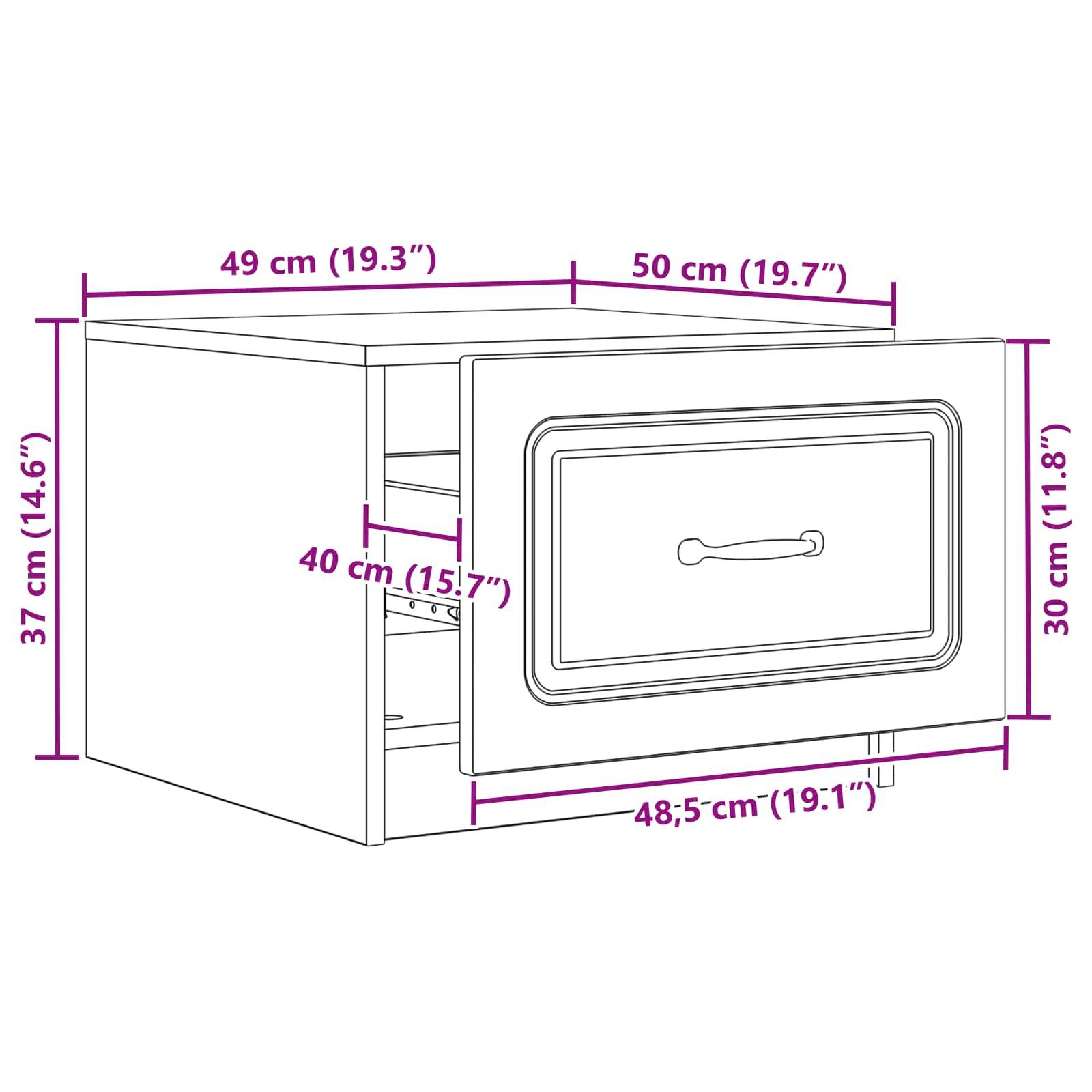 vidaXL Couchtisch Geräucherte Eiche 49 x 50 x 37 cm Holzwerkstoff