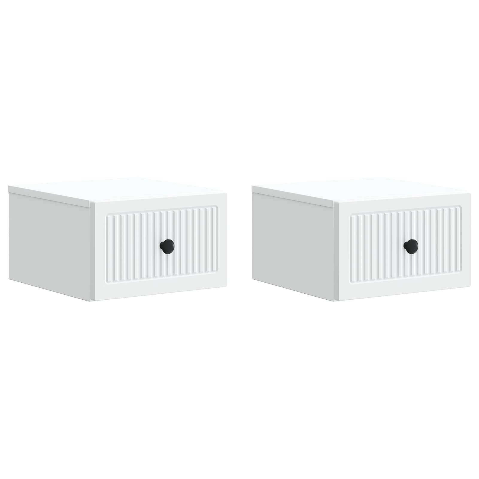 vidaXL Wandmontierter Nachttisch 2 pcs Weiß 33 x 34,5 x 20 cm