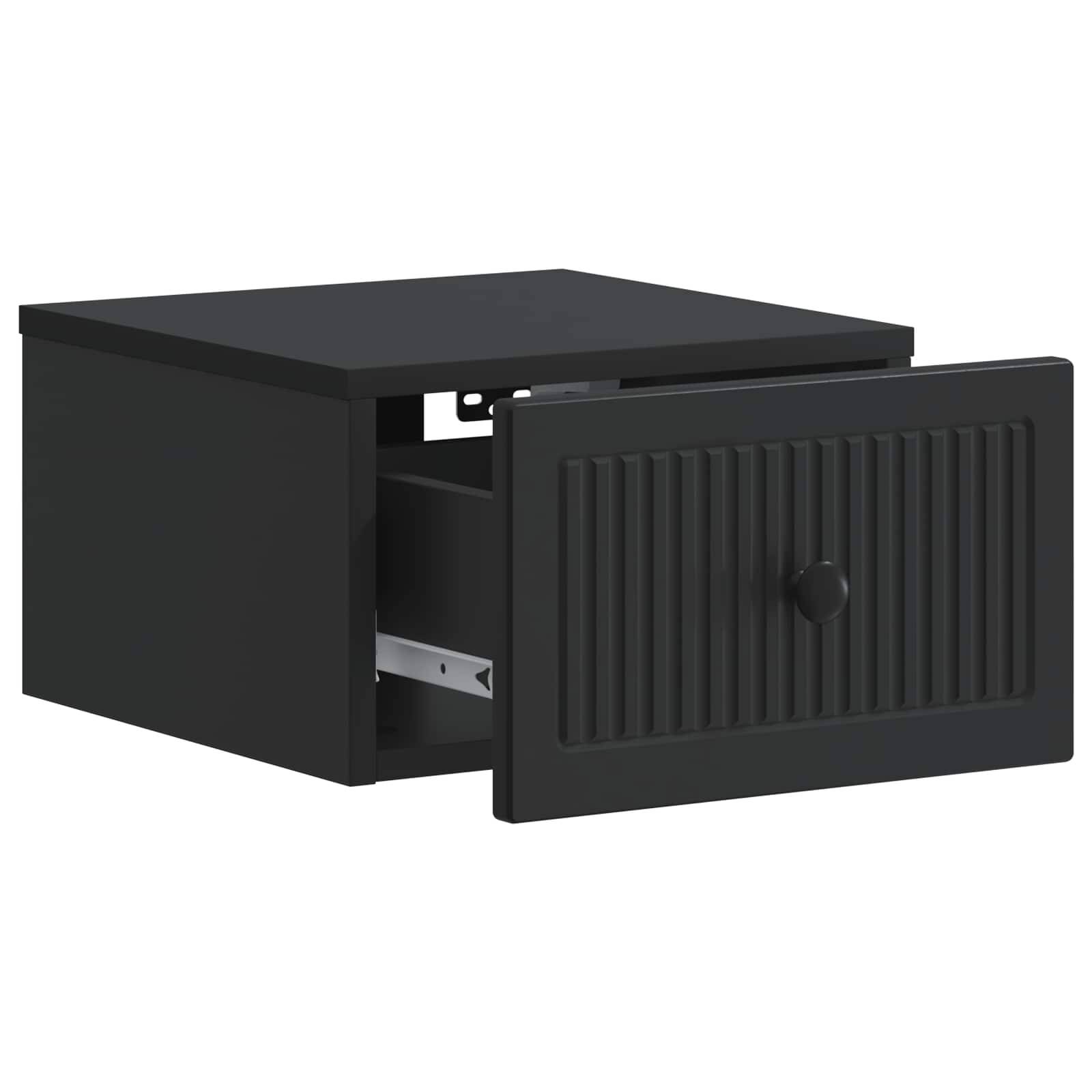 vidaXL Wandmontierter Nachttisch Schwarz 33 x 34,5 x 20 cm