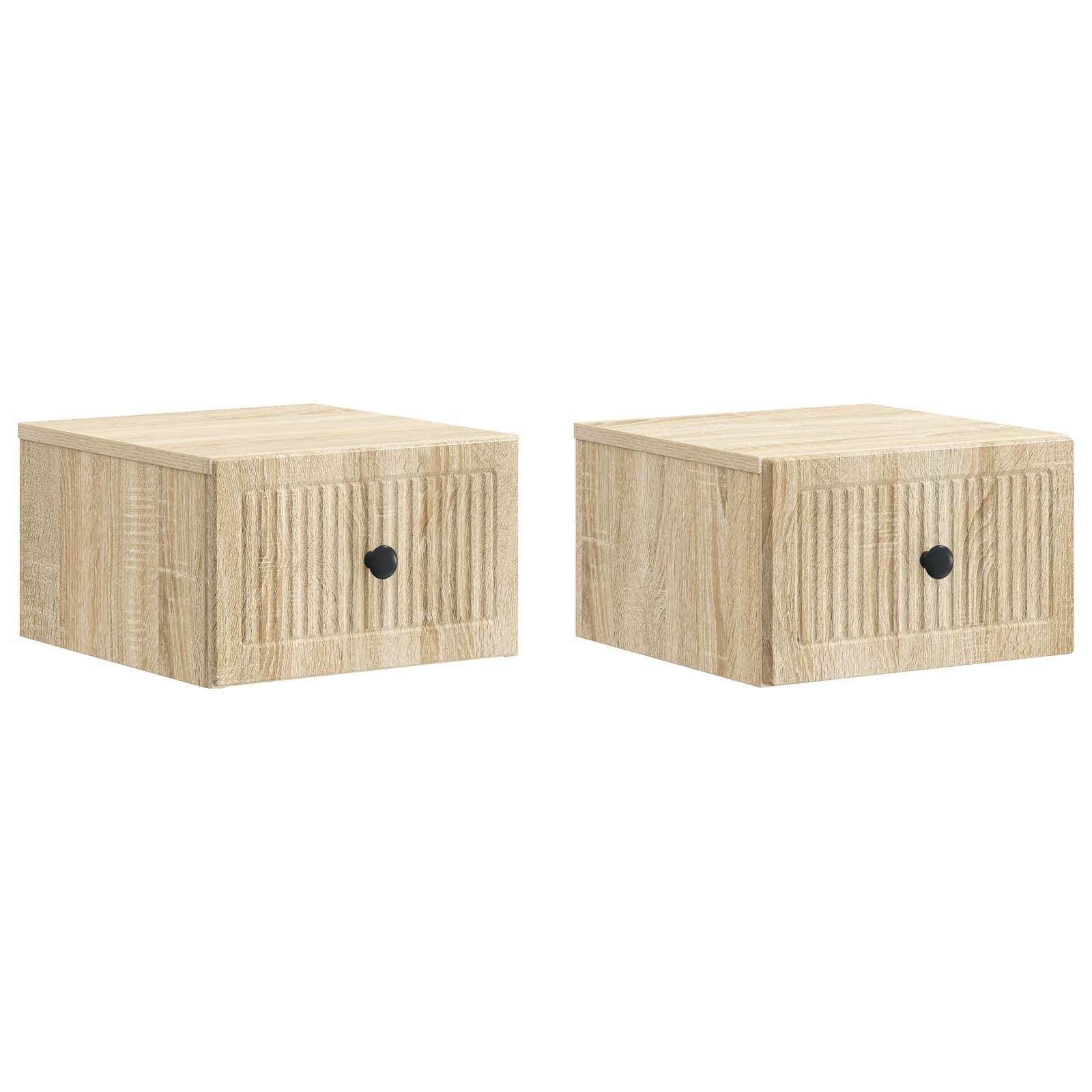 vidaXL Wandmontierter Nachttisch 2 pcs Sonoma-Eiche 33 x 34,5 x 20 cm