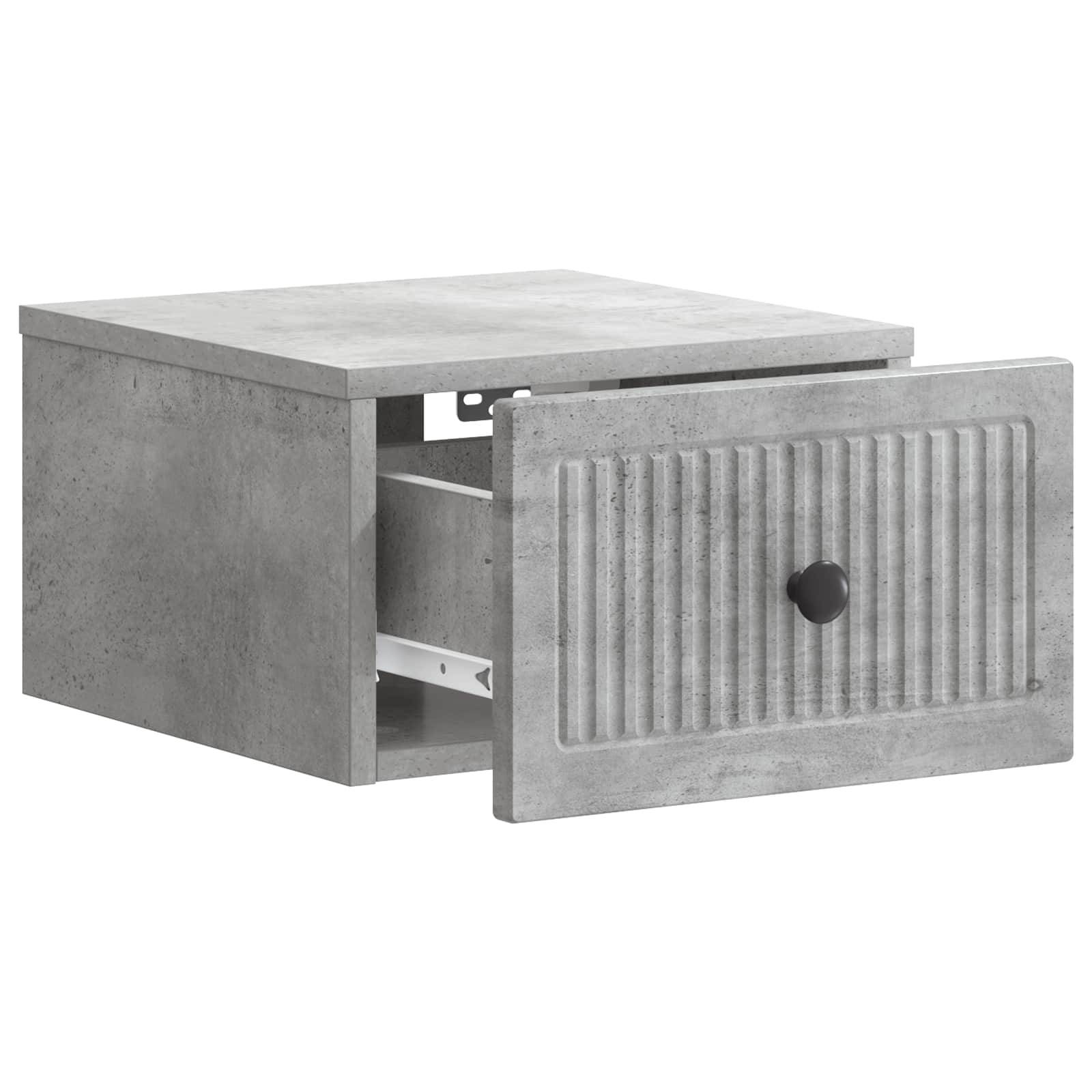 vidaXL Wandmontierter Nachttisch 2 pcs Betongrau 33 x 34,5 x 20 cm