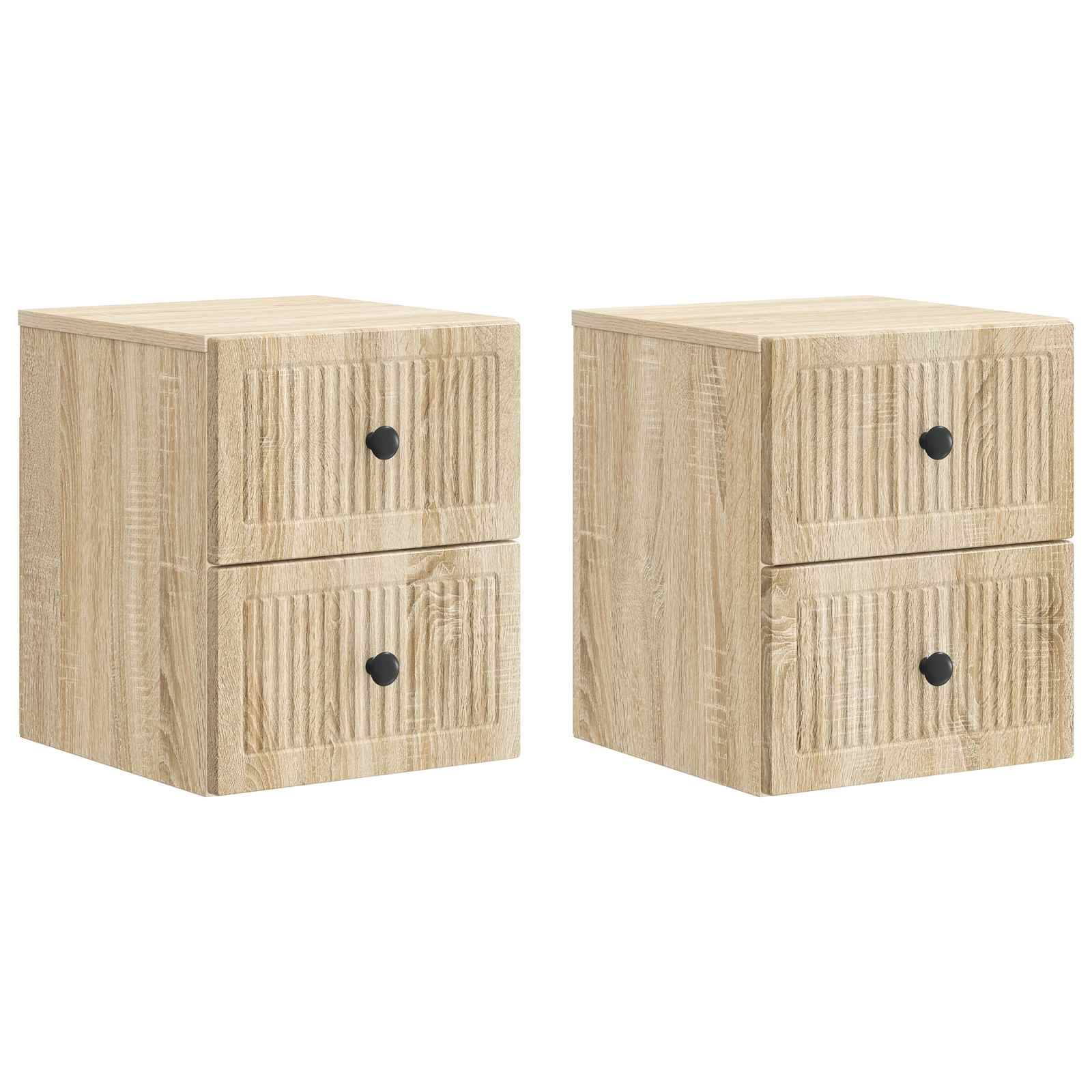 vidaXL Wandmontierter Nachttisch 2 pcs Sonoma-Eiche 33 x 34,5 x 40 cm