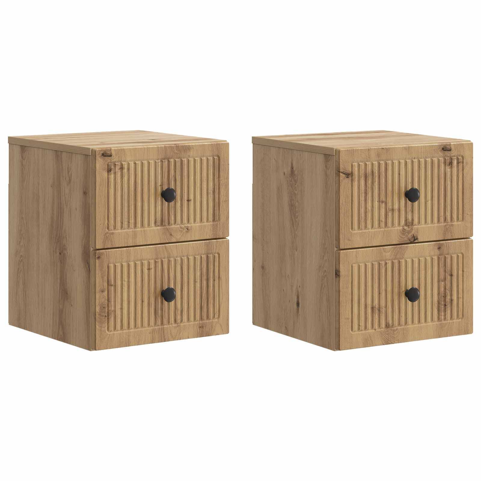 vidaXL Wandmontierter Nachttisch 2 pcs Artisan-Eiche 33 x 34,5 x 40 cm