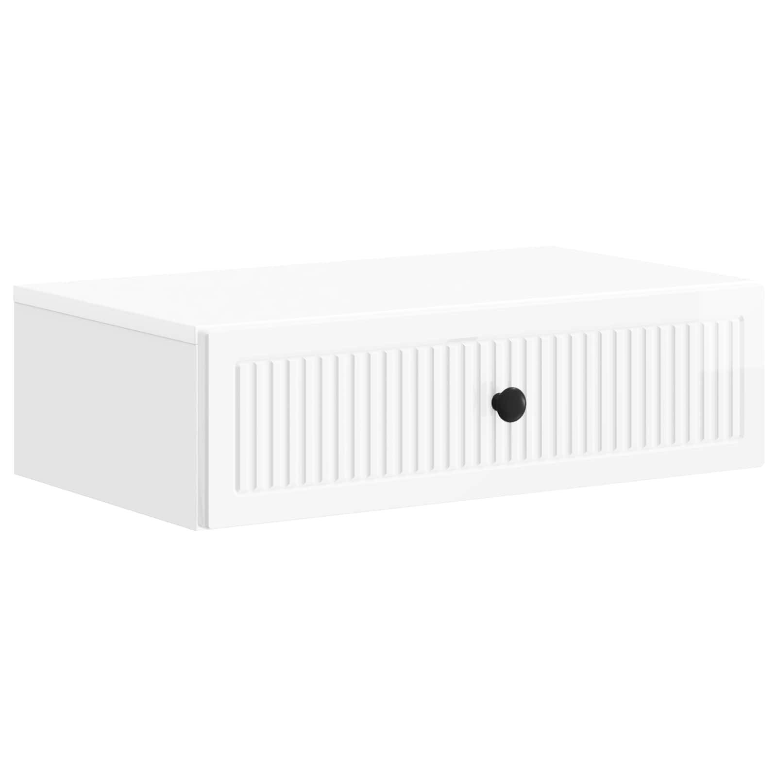vidaXL Wandmontierter Beistelltisch Hochglanz Weiß 59 x 34,5 x 17 cm