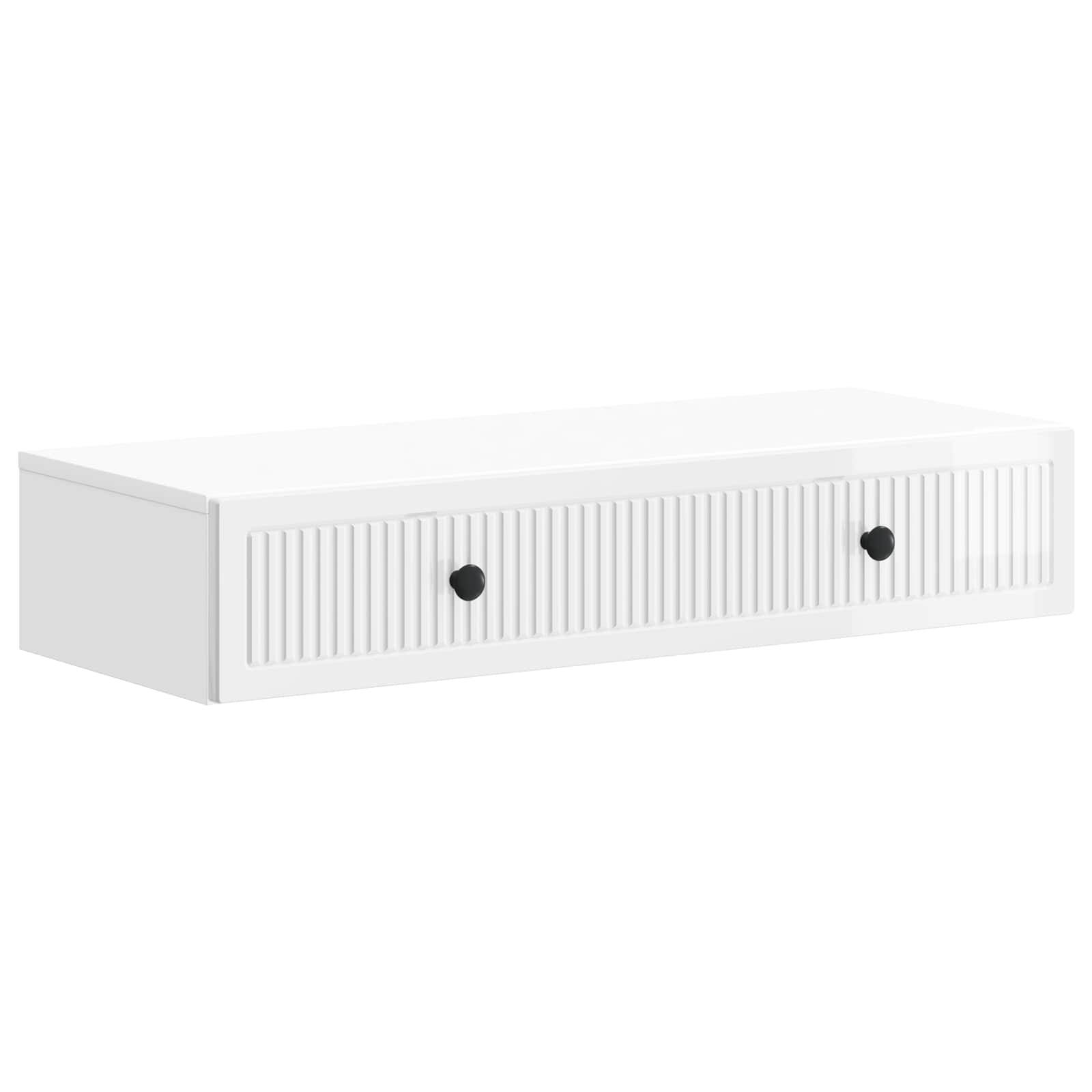 vidaXL Wandmontierter Beistelltisch Hochglanz Weiß 87,5 x 34,5 x 17 cm