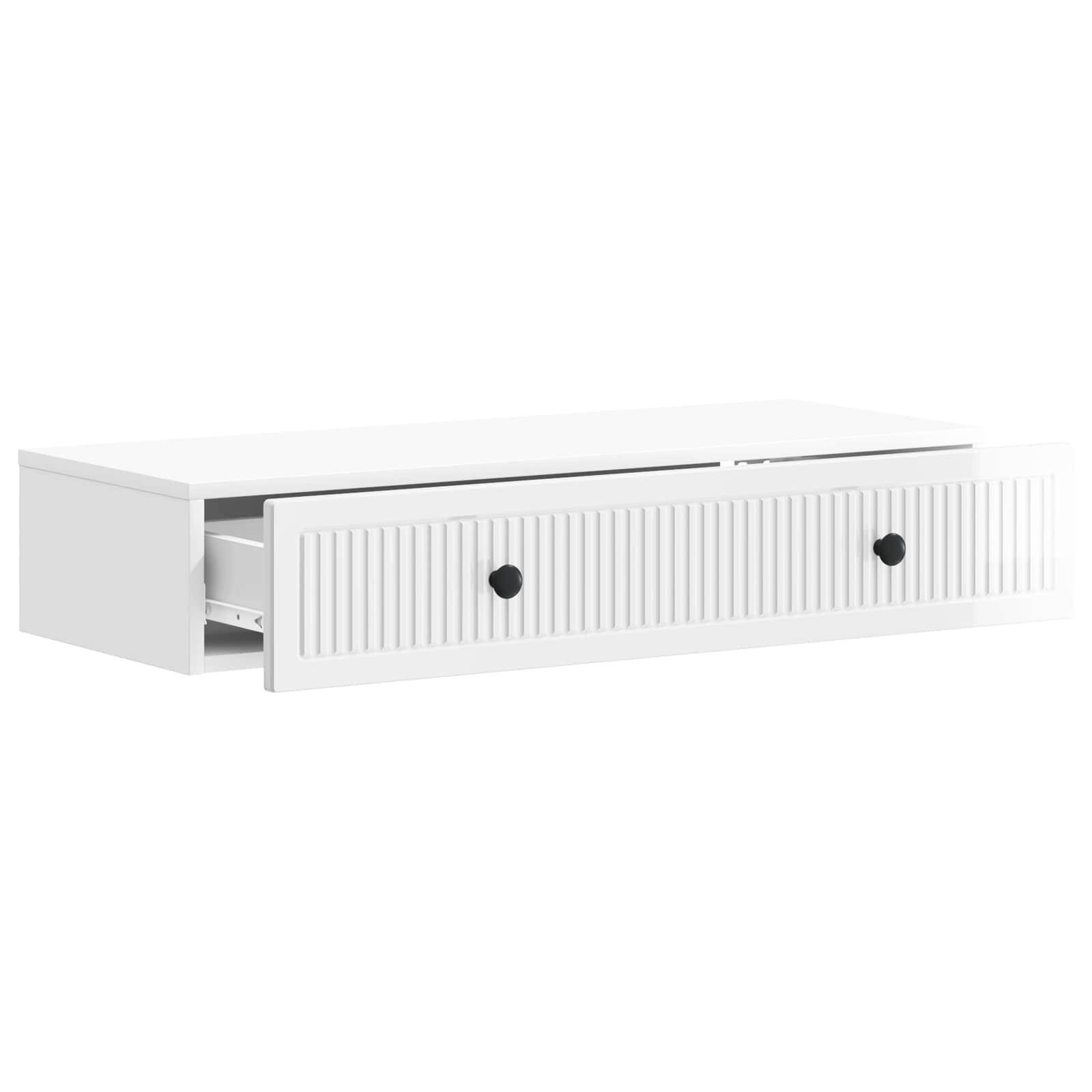 vidaXL Wandmontierter Beistelltisch Hochglanz Weiß 87,5 x 34,5 x 17 cm