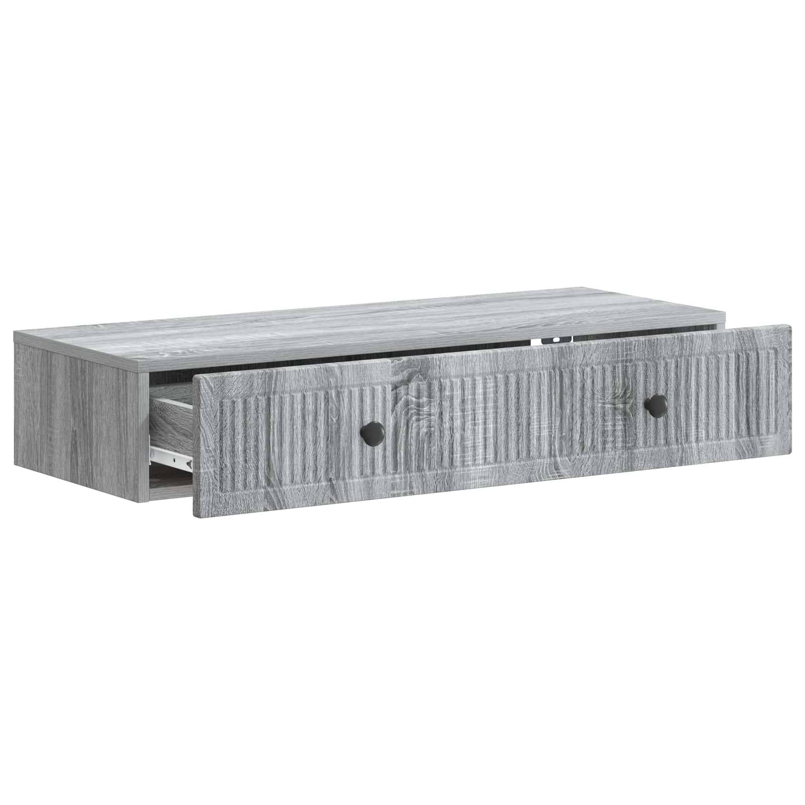 vidaXL Wandmontierter Beistelltisch Graues Sonoma 87,5 x 34,5 x 17 cm