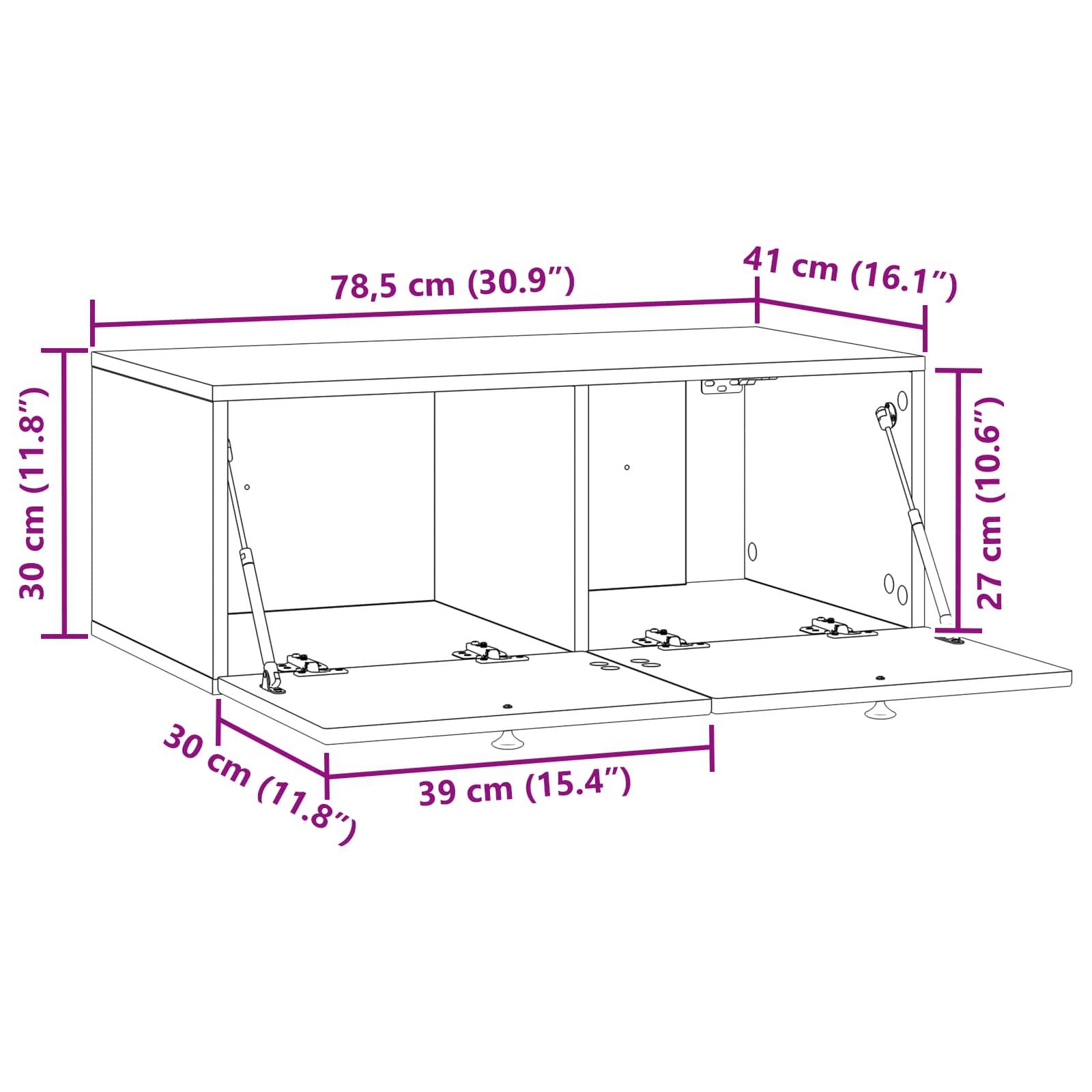 vidaXL Wandmontierter TV-Schrank Sonoma-Eiche 78,5 x 41 x 30 cm