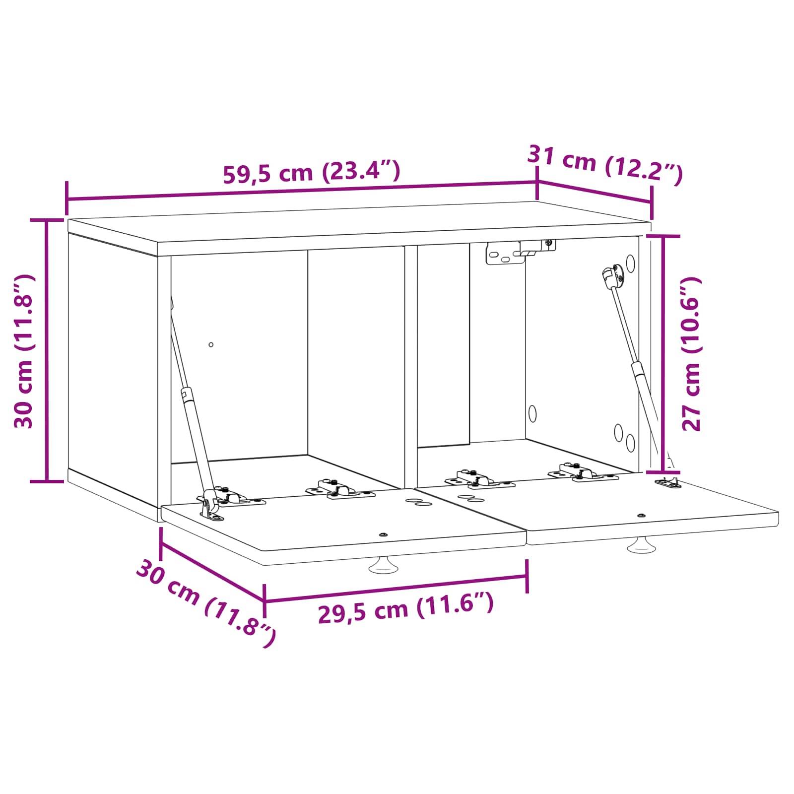 vidaXL Wandmontierter TV-Schrank Betongrau 59,5 x 31 x 30 cm
