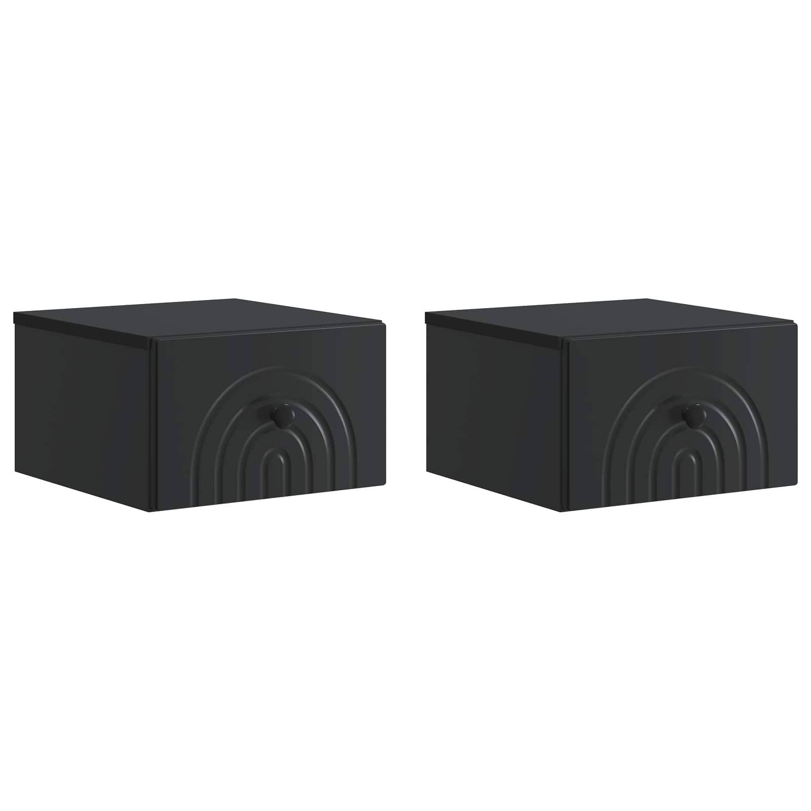 vidaXL Wandmontierter Nachttisch 2 pcs Schwarz 33 x 34,5 x 20 cm