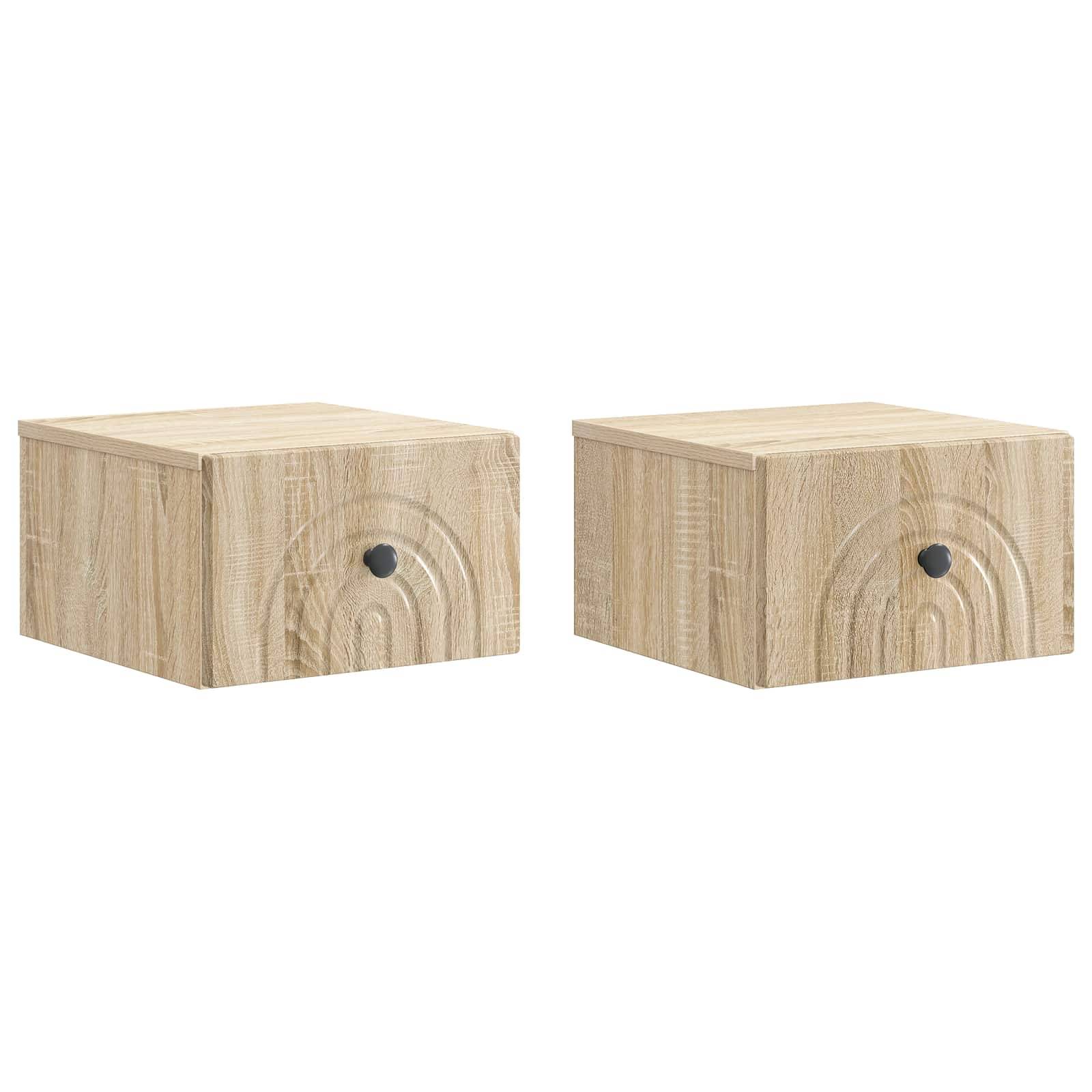 vidaXL Wandmontierter Nachttisch 2 pcs Sonoma-Eiche 33 x 34,5 x 20 cm