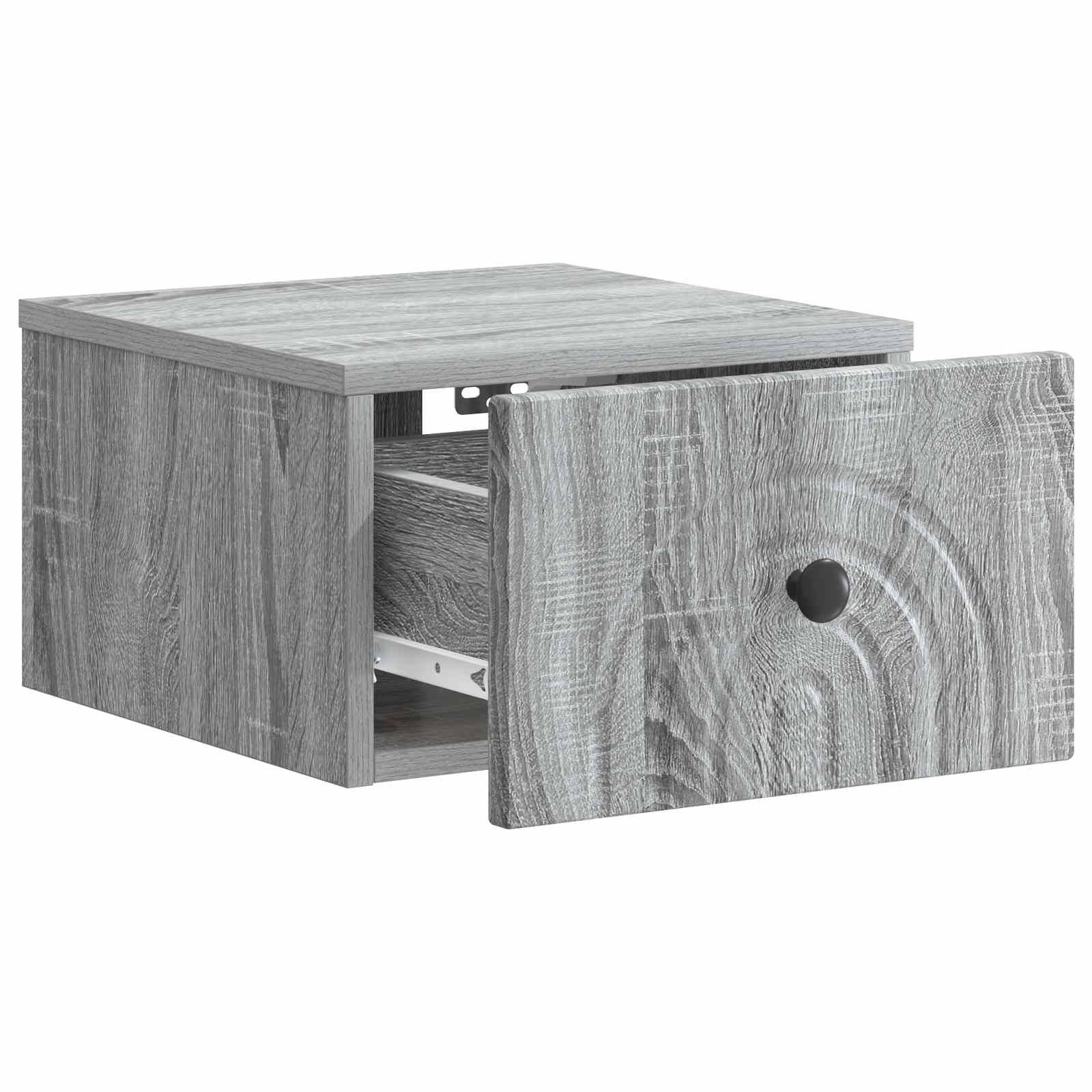 vidaXL Wandmontierter Nachttisch Graues Sonoma 33 x 34,5 x 20 cm