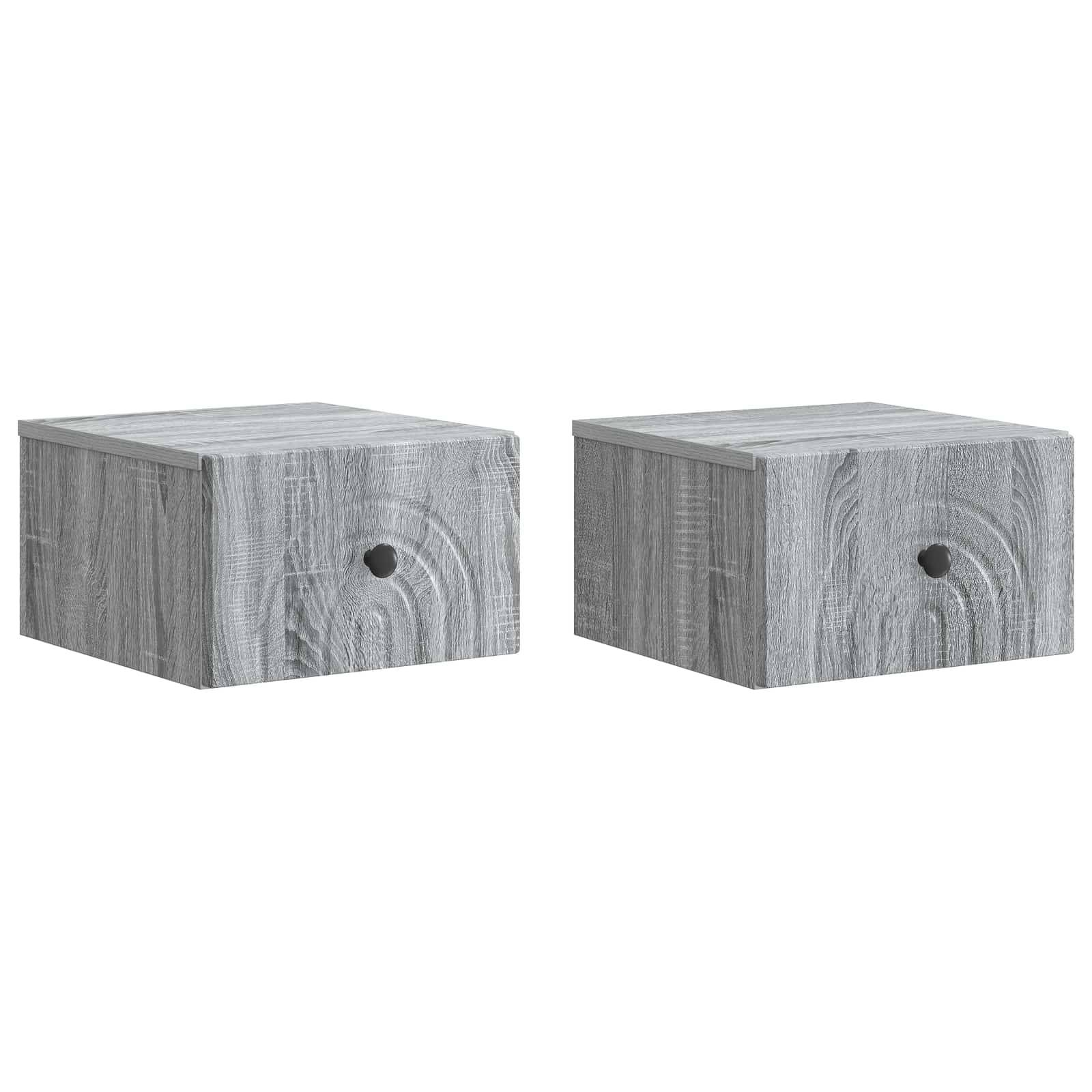 vidaXL Wandmontierter Nachttisch 2 pcs Graues Sonoma 33 x 34,5 x 20 cm