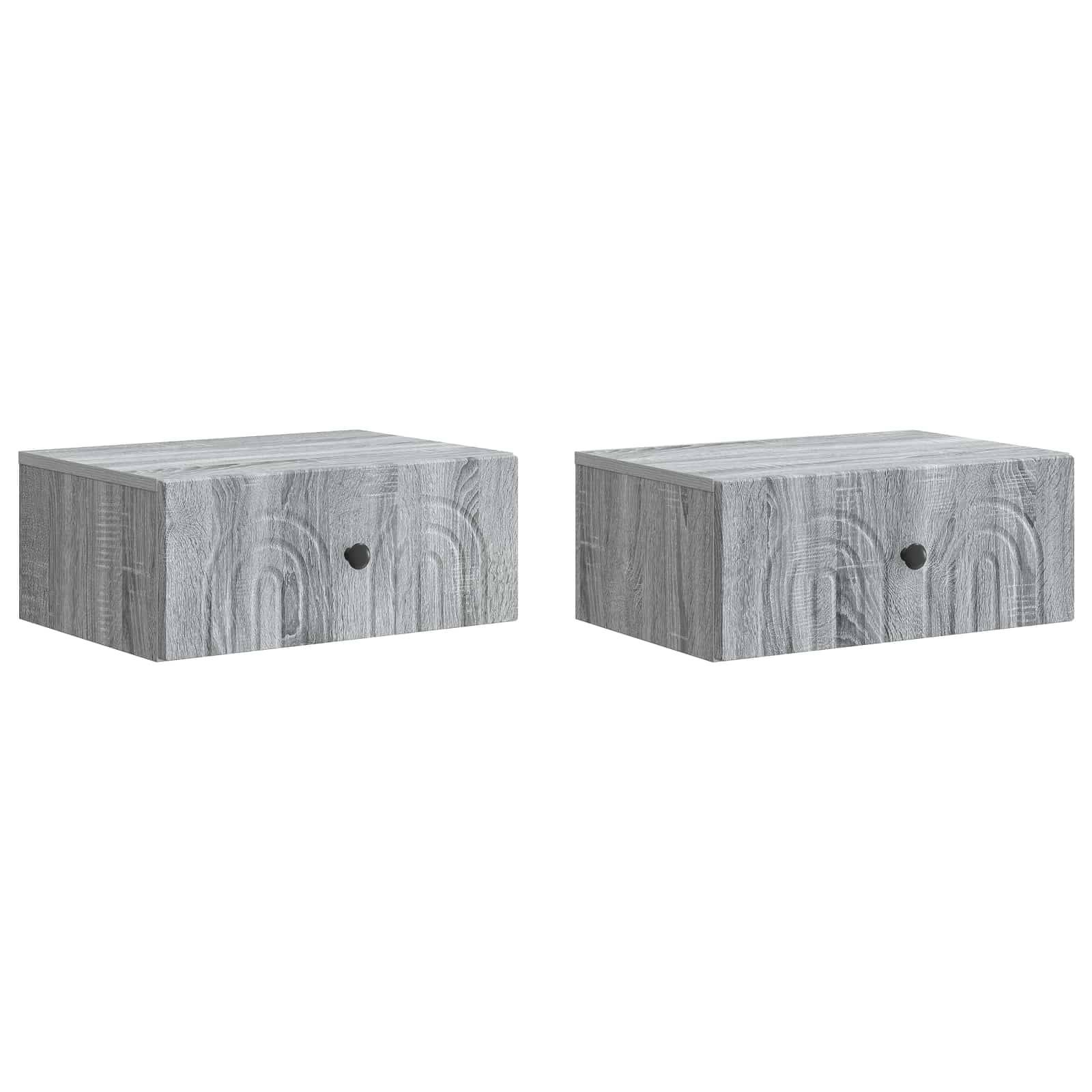vidaXL Wandmontierter Nachttisch 2 pcs Graues Sonoma 49 x 34,5 x 20 cm