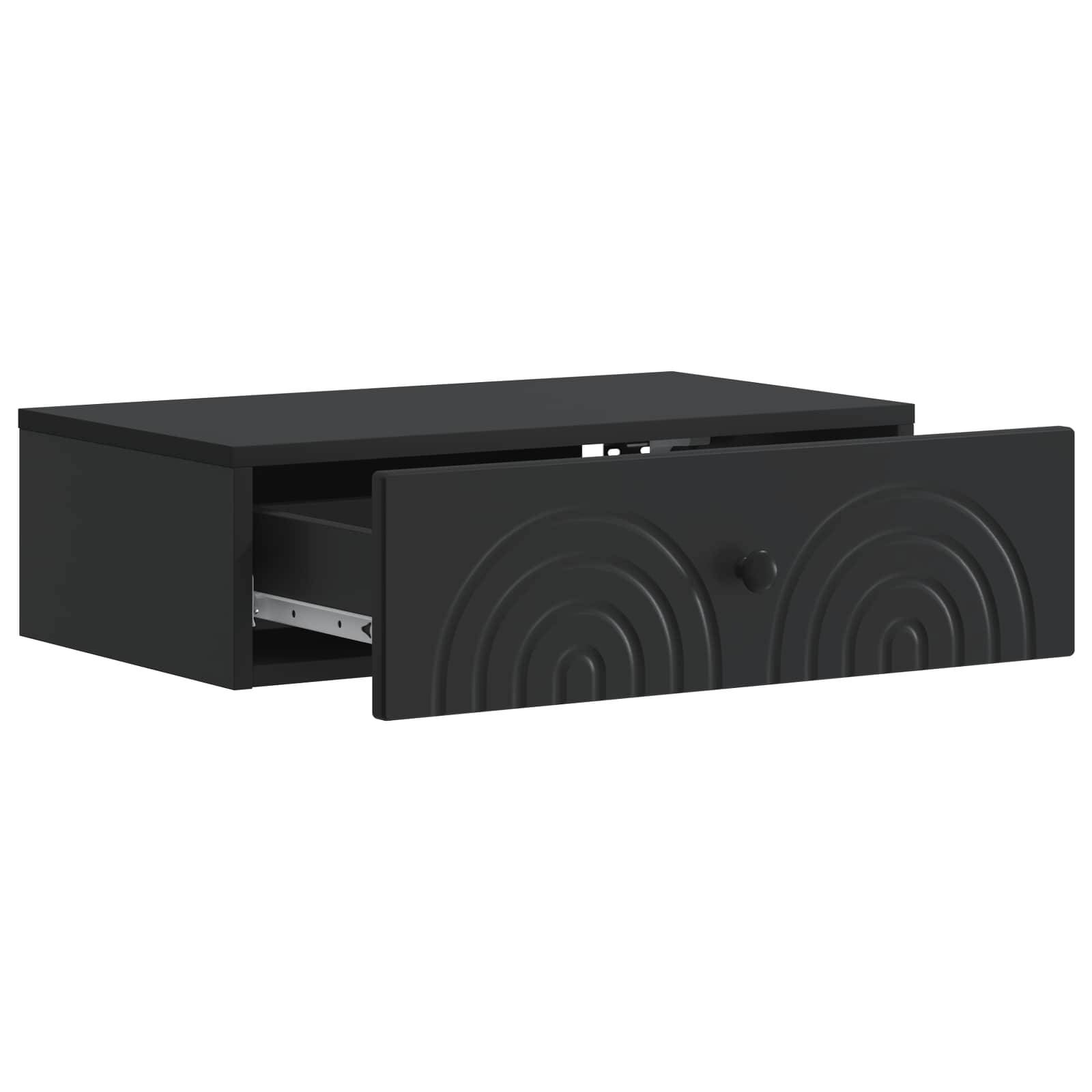 vidaXL Wandmontierter Beistelltisch Schwarz 59 x 34,5 x 17 cm