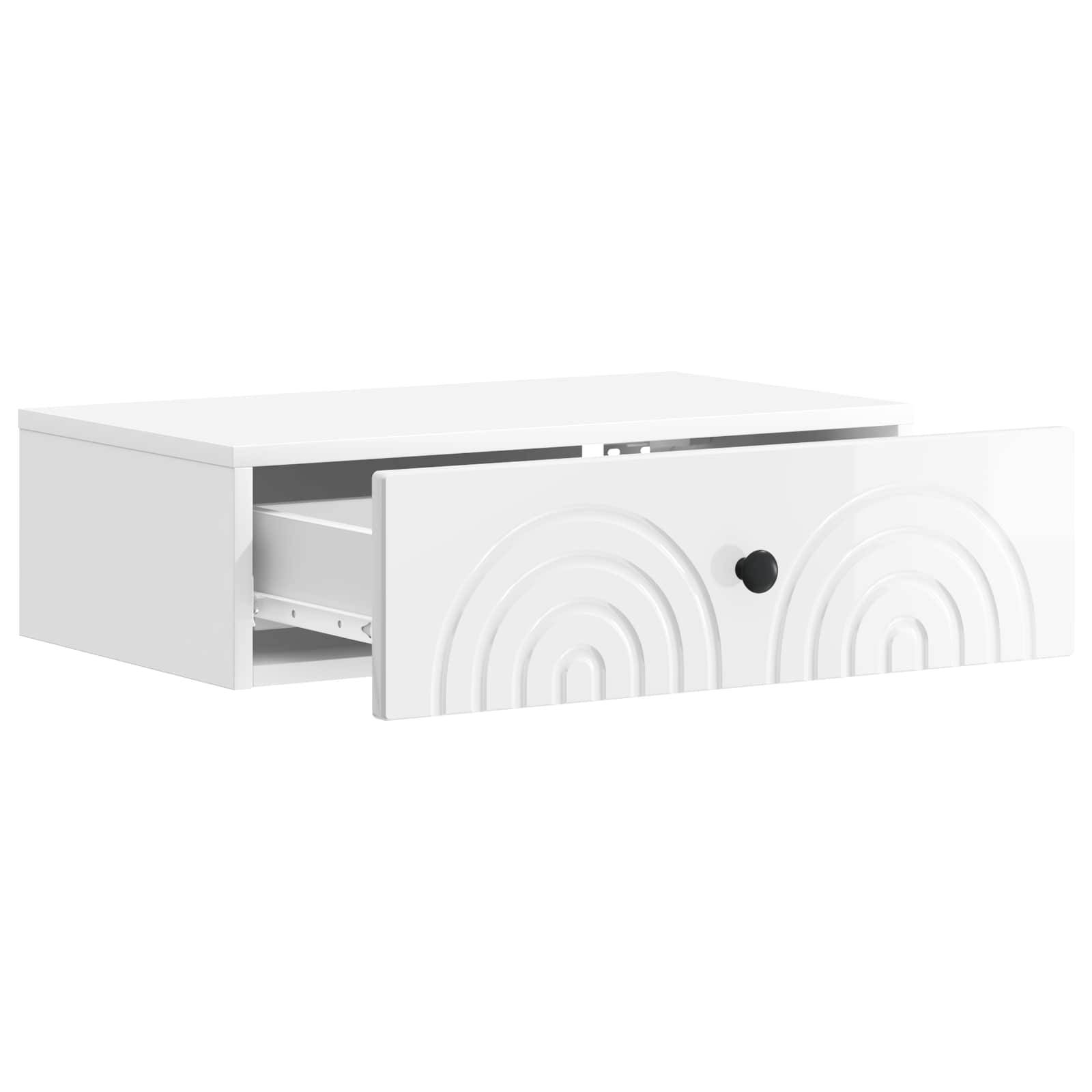 vidaXL Wandmontierter Beistelltisch Hochglanz Weiß 59 x 34,5 x 17 cm