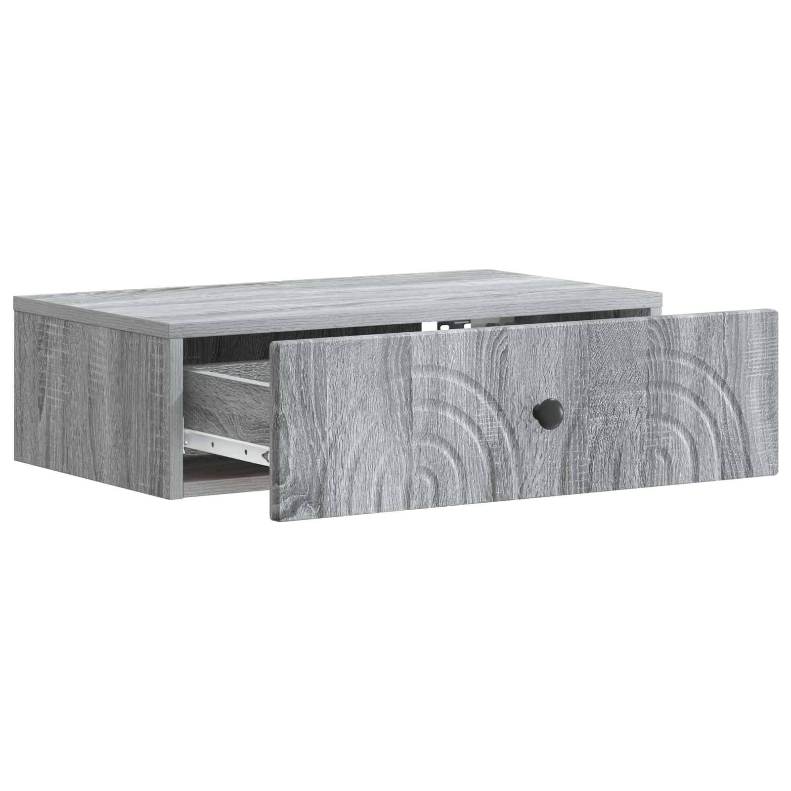 vidaXL Wandmontierter Beistelltisch Graues Sonoma 59 x 34,5 x 17 cm
