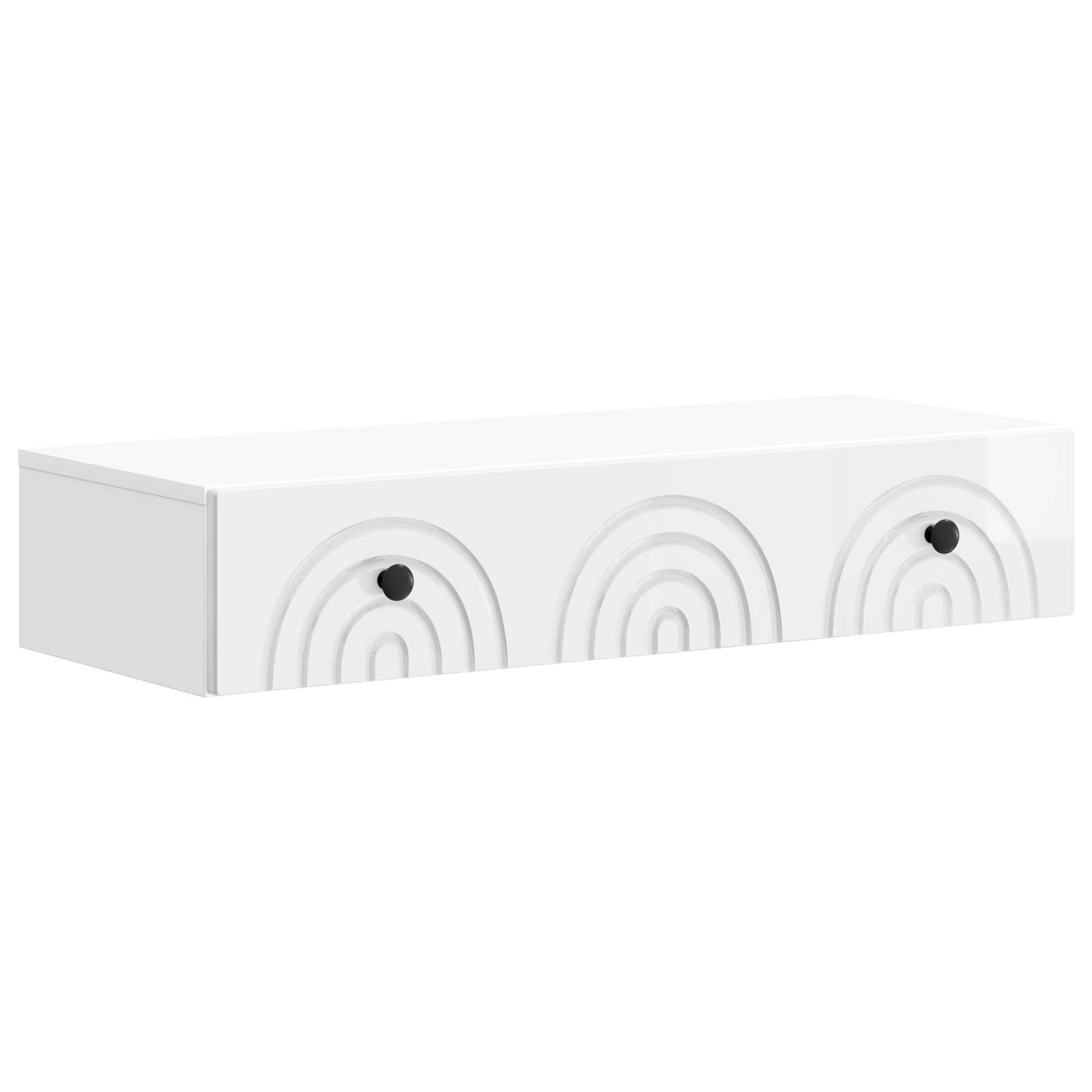 vidaXL Wandmontierter Beistelltisch Hochglanz Weiß 87,5 x 34,5 x 17 cm