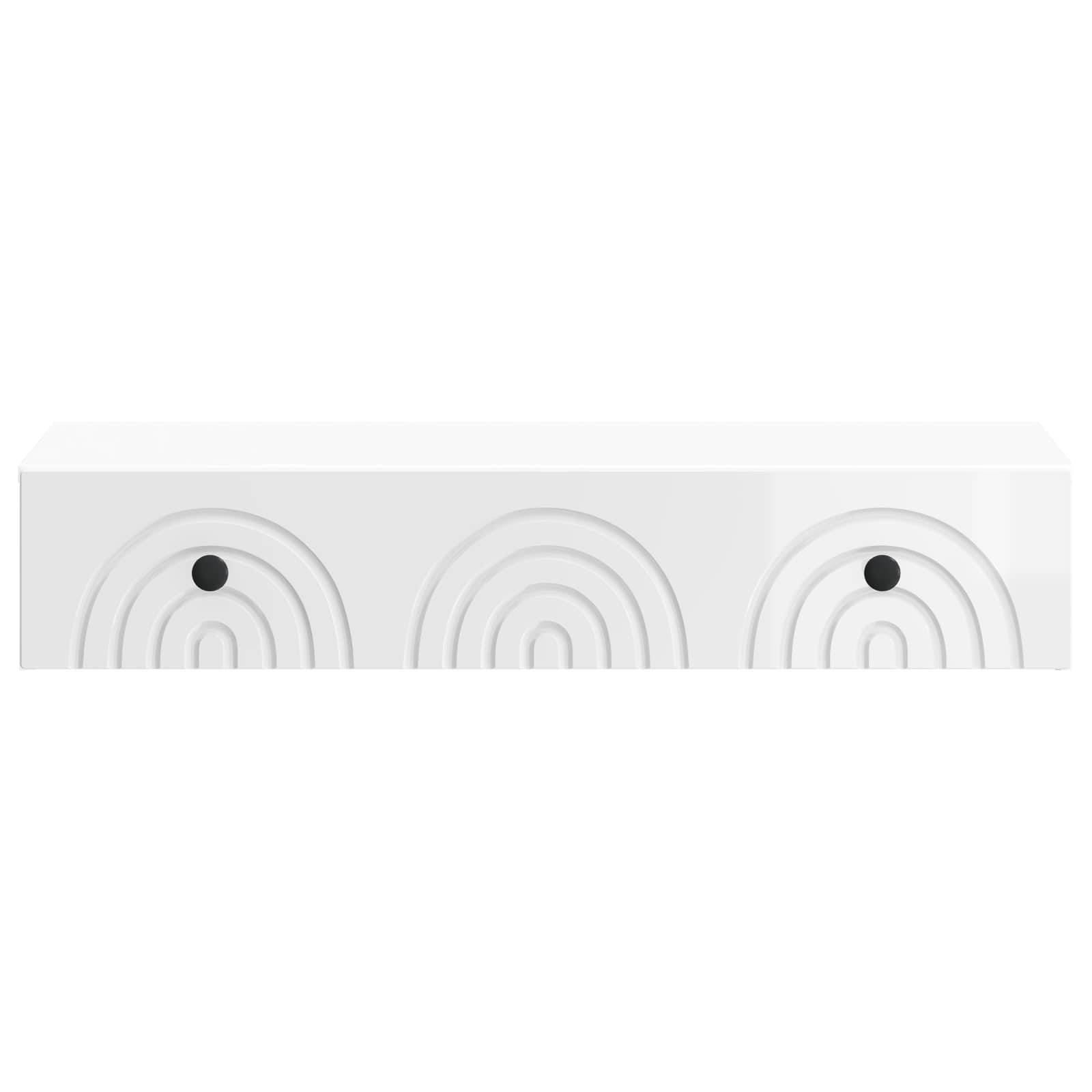 vidaXL Wandmontierter Beistelltisch Hochglanz Weiß 87,5 x 34,5 x 17 cm