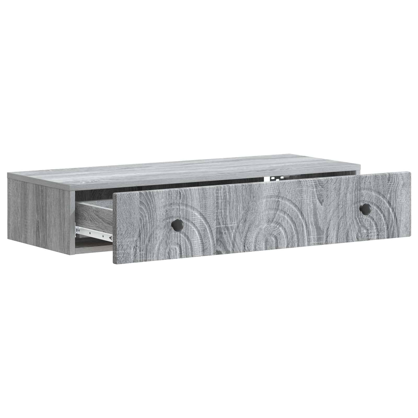 vidaXL Wandmontierter Beistelltisch Graues Sonoma 87,5 x 34,5 x 17 cm
