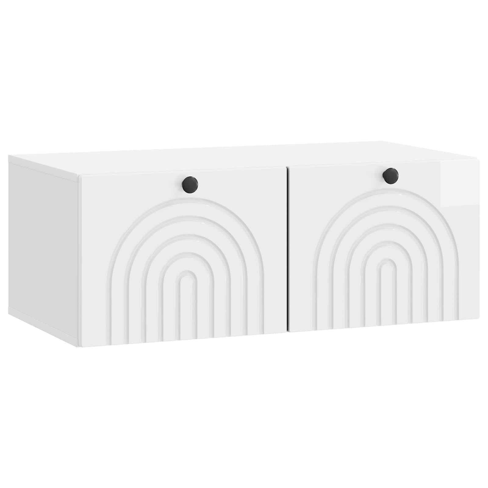 vidaXL Wandmontierter TV-Schrank Hochglanz Weiß 78,5 x 41 x 30 cm