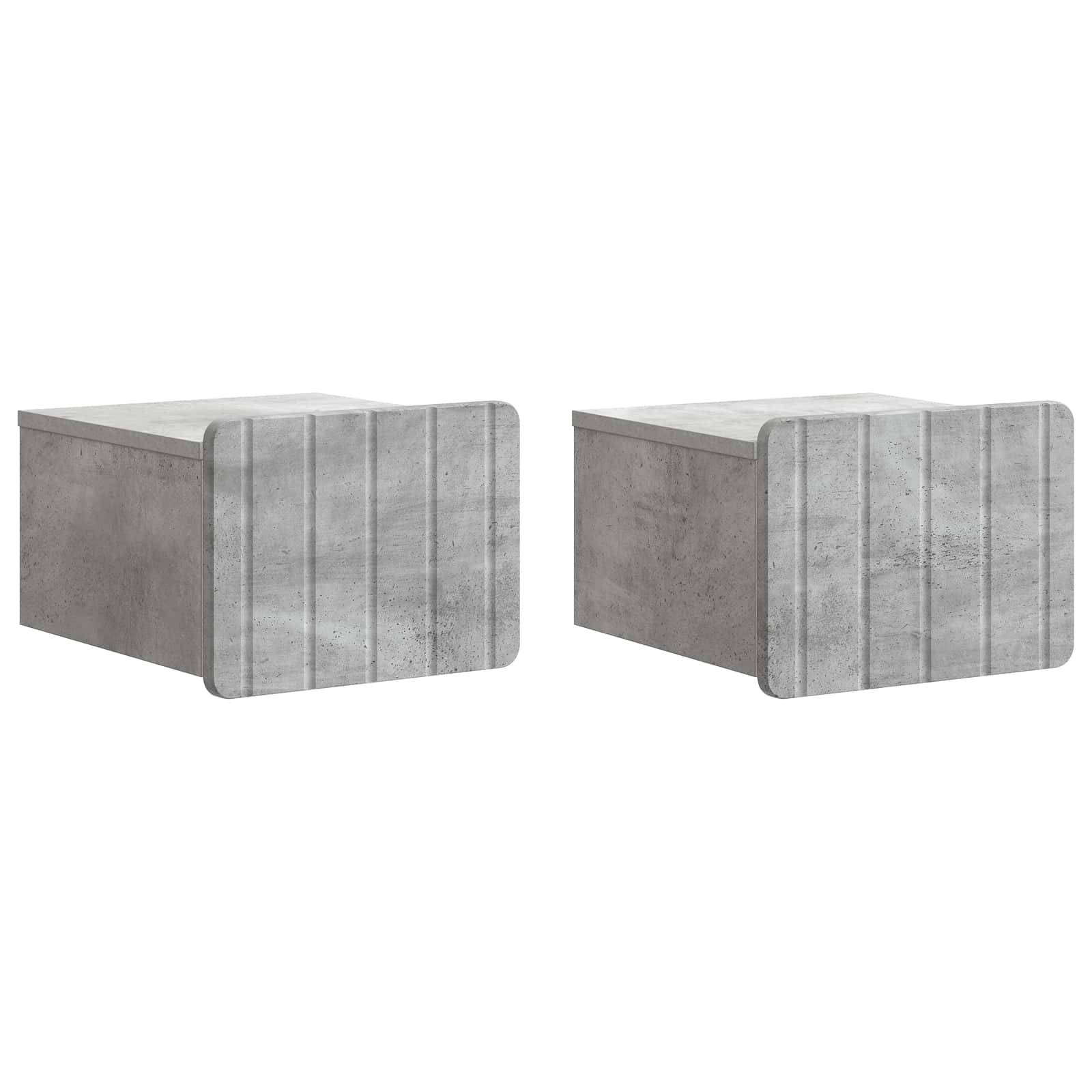 vidaXL Wandmontierter Nachttisch 2 pcs Betongrau 33 x 34,5 x 24 cm