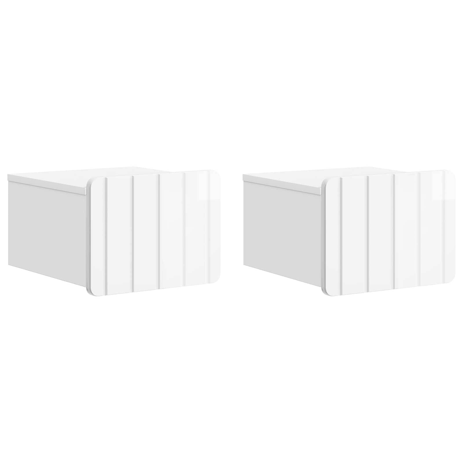 vidaXL Wandmontierter Nachttisch 2 pcs Hochglanz Weiß Holzwerkstoff