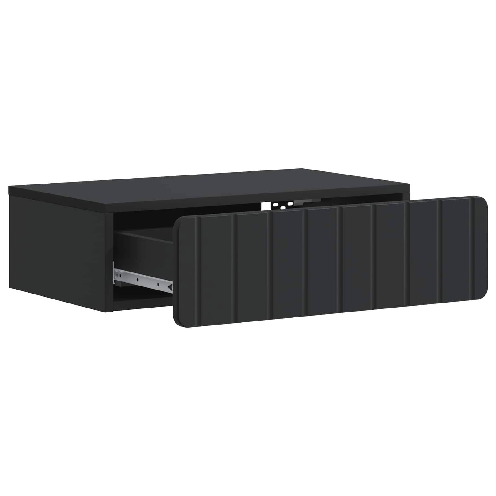 vidaXL Wandmontierter Beistelltisch Schwarz 59 x 34,5 x 17 cm
