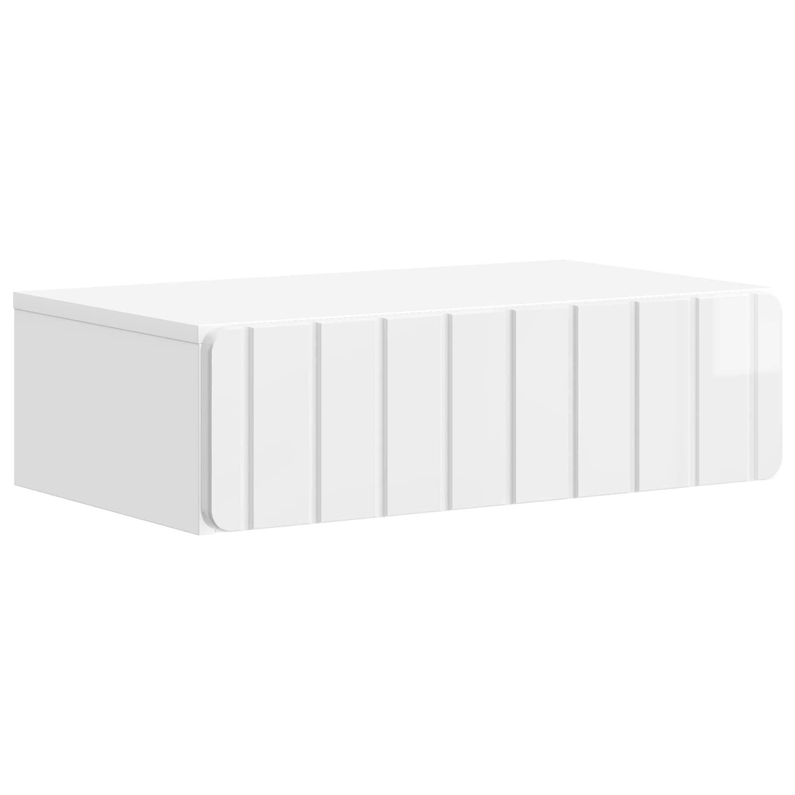 vidaXL Wandmontierter Beistelltisch Hochglanz Weiß 59 x 34,5 x 17 cm