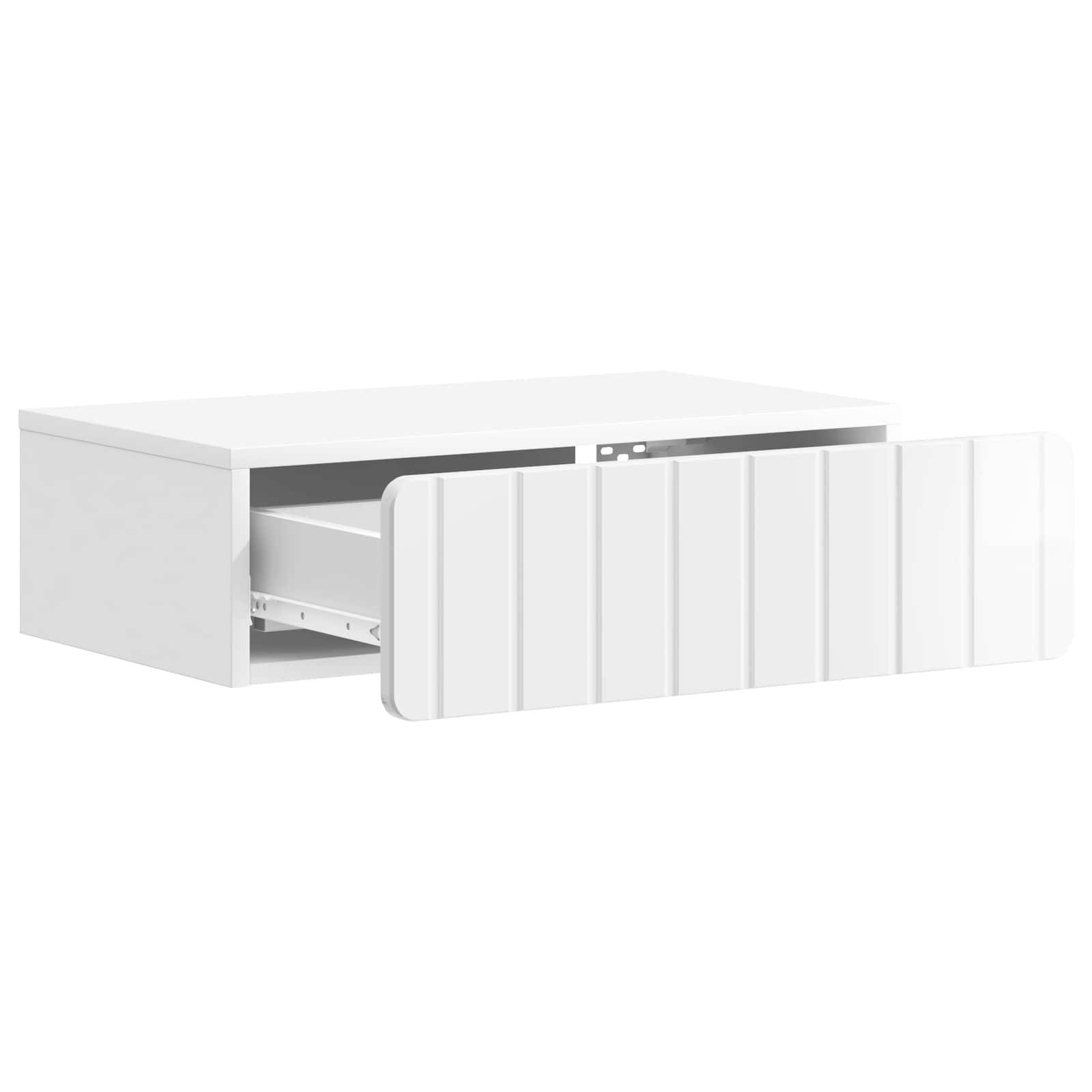 vidaXL Wandmontierter Beistelltisch Hochglanz Weiß 59 x 34,5 x 17 cm