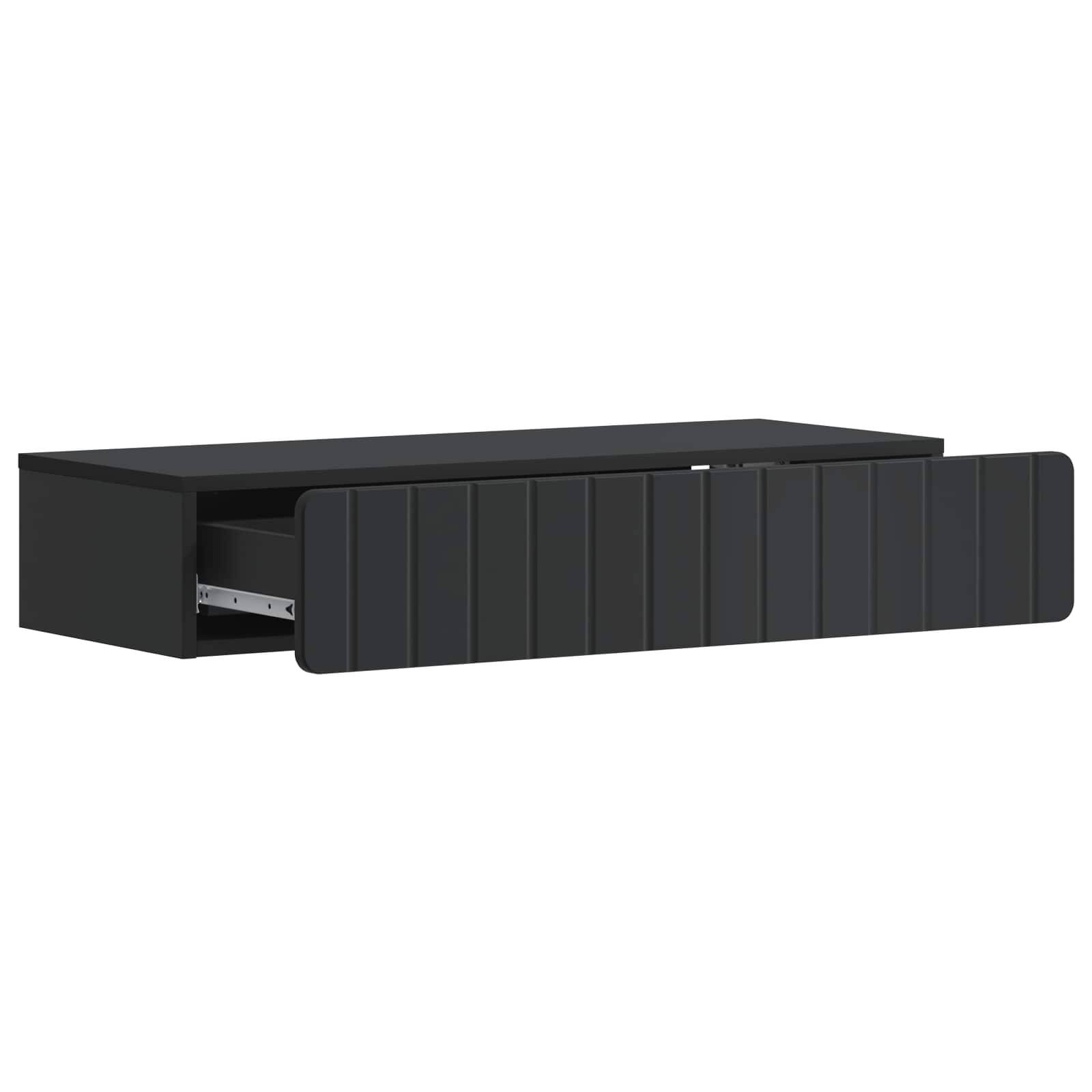 vidaXL Wandmontierter Beistelltisch Schwarz 87,5 x 34,5 x 17 cm