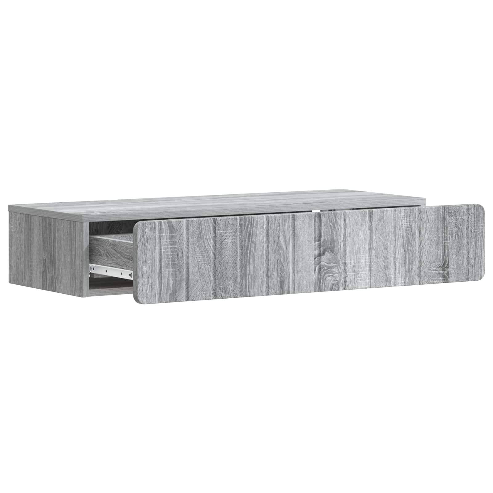 vidaXL Wandmontierter Beistelltisch Graues Sonoma 87,5 x 34,5 x 17 cm