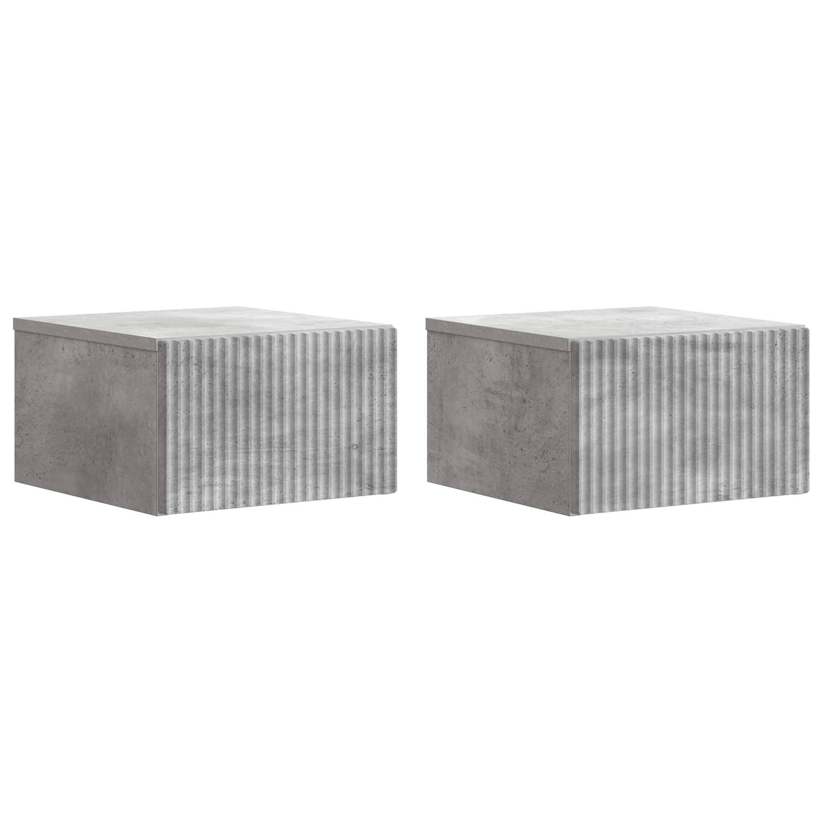 vidaXL Wandmontierter Nachttisch 2 pcs Betongrau 33 x 34,5 x 20 cm