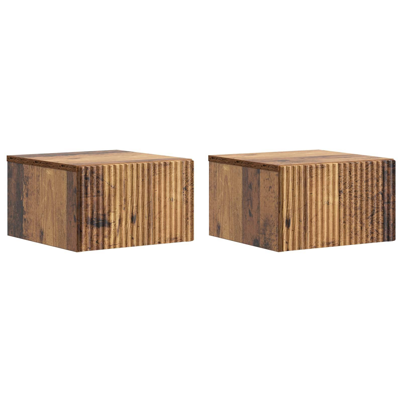 vidaXL Wandmontierter Nachttisch 2 pcs Altholz 33 x 34,5 x 20 cm