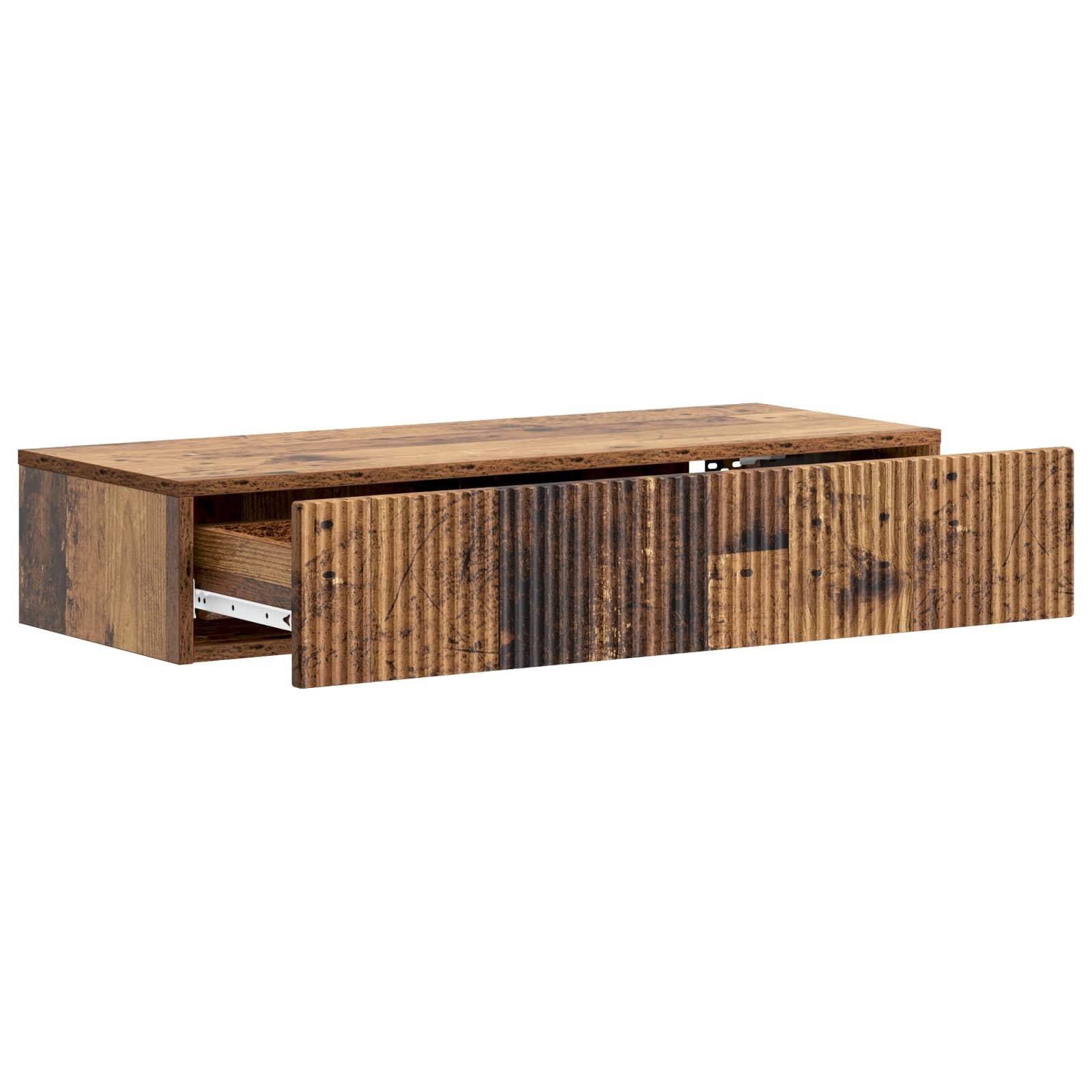 vidaXL Wandmontierter Beistelltisch Altholz 87,5 x 34,5 x 17 cm