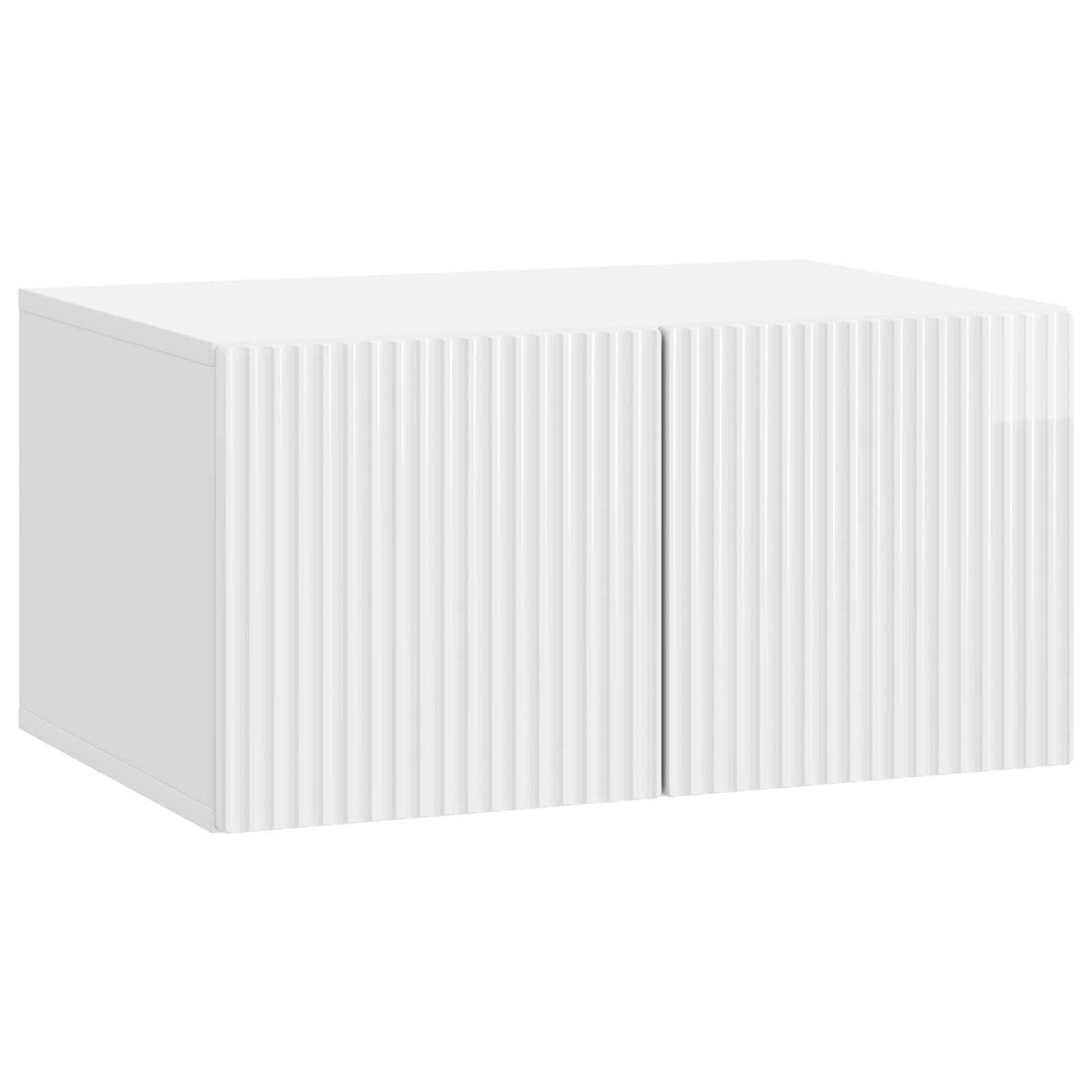 vidaXL Wandmontierter TV-Schrank Hochglanz Weiß 59,5 x 41 x 30 cm