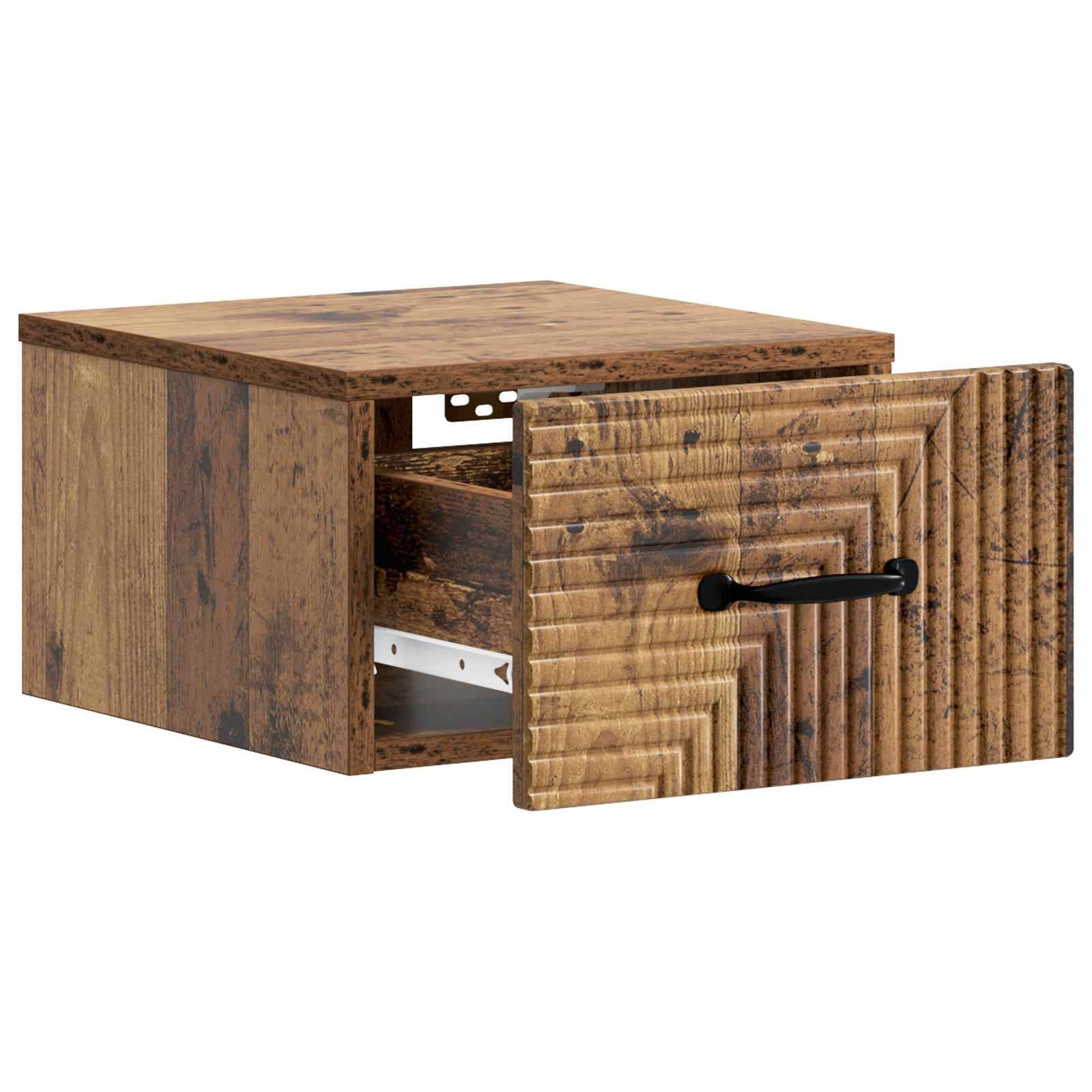 vidaXL Wandmontierter Nachttisch Altholz 34,5 x 33 x 20 cm
