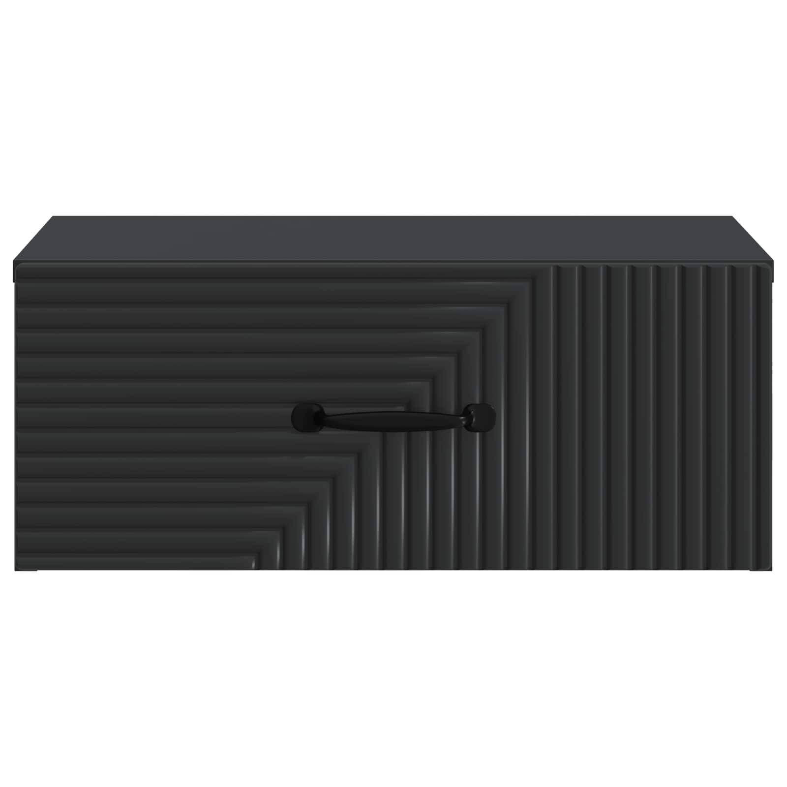 vidaXL Wandmontierter Nachttisch Schwarz 49 x 34,5 x 20 cm