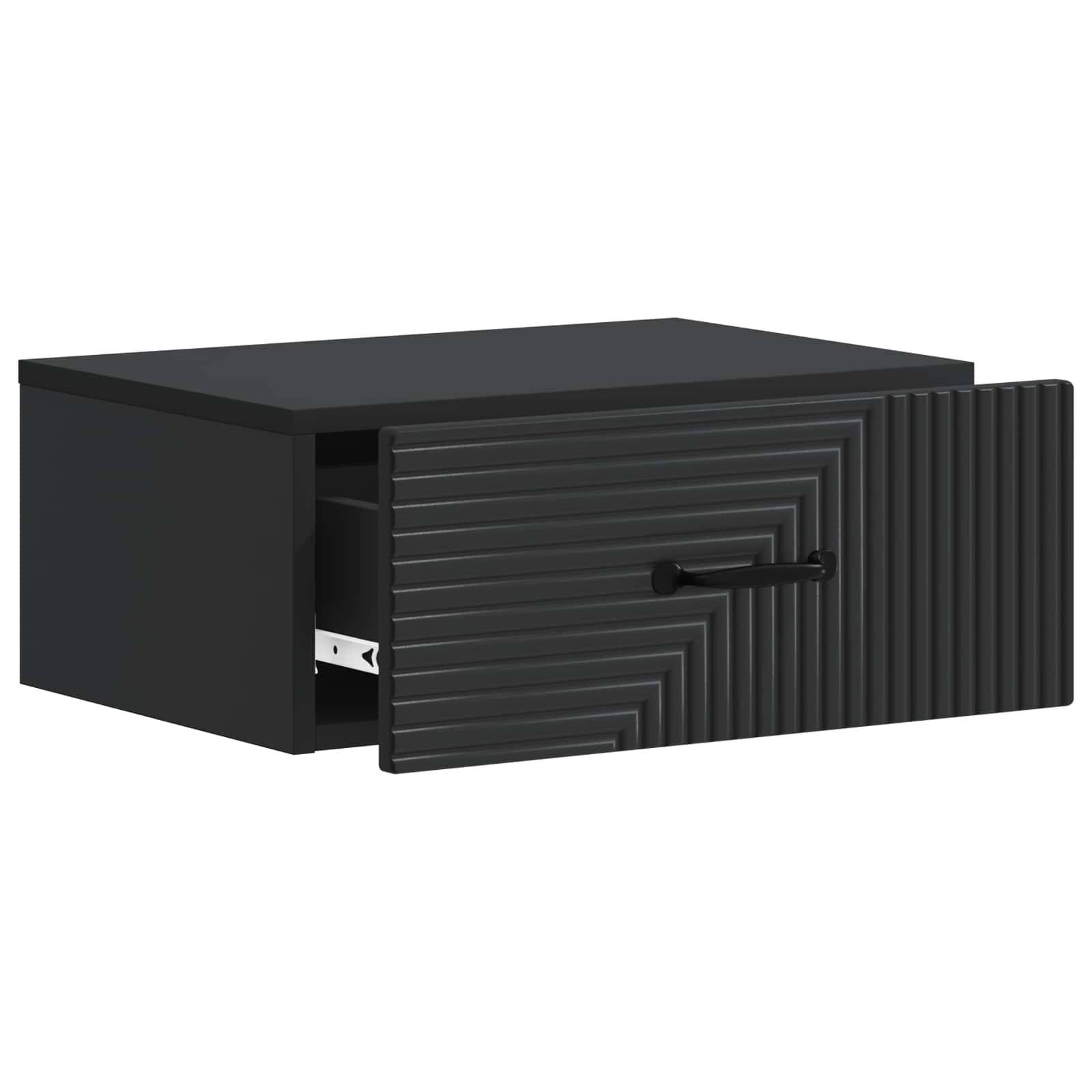 vidaXL Wandmontierter Nachttisch Schwarz 49 x 34,5 x 20 cm